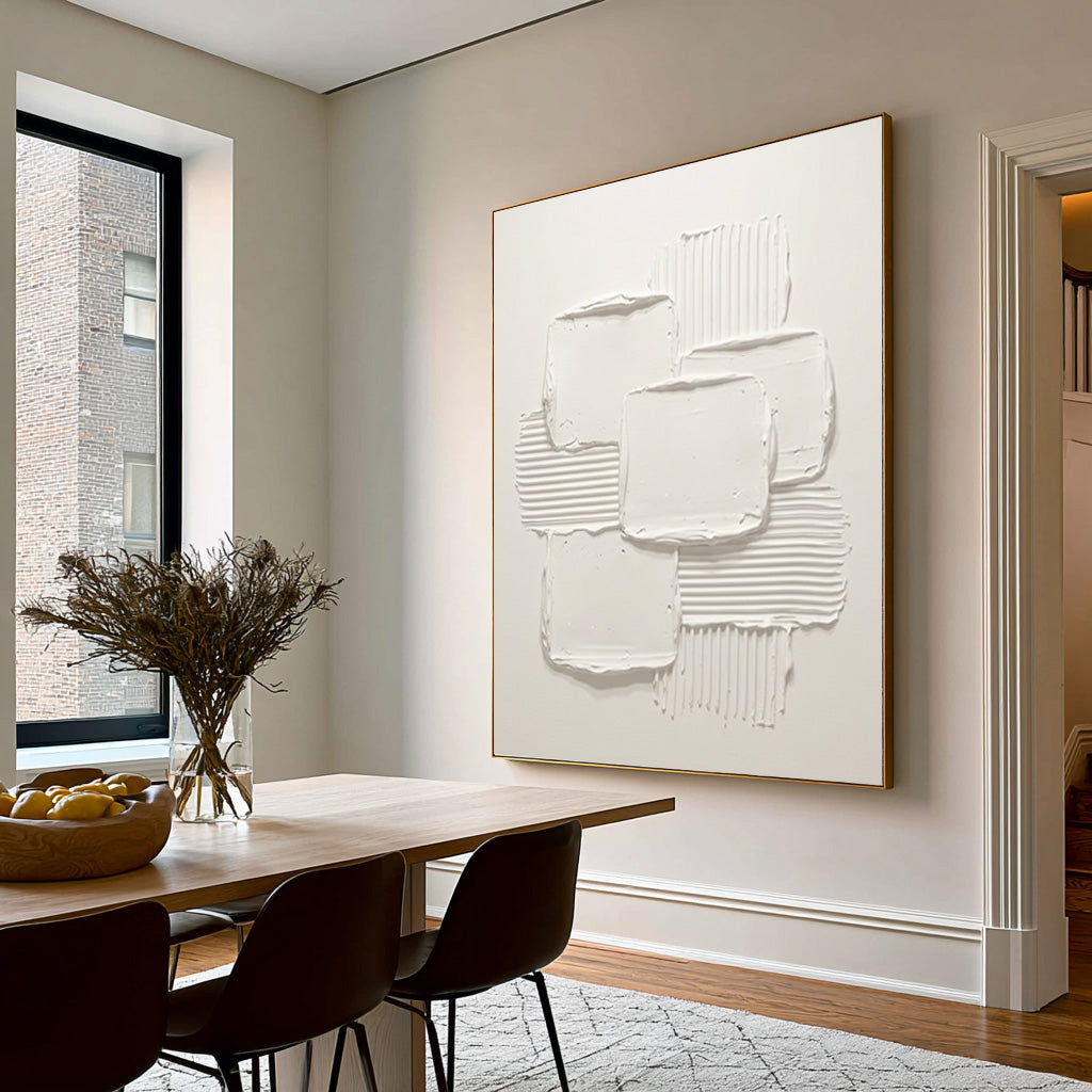 The Geometry Of Silence Large Abstract Wall Art Textured Relief Contemporary Painting Modern Luxury Interior Decor