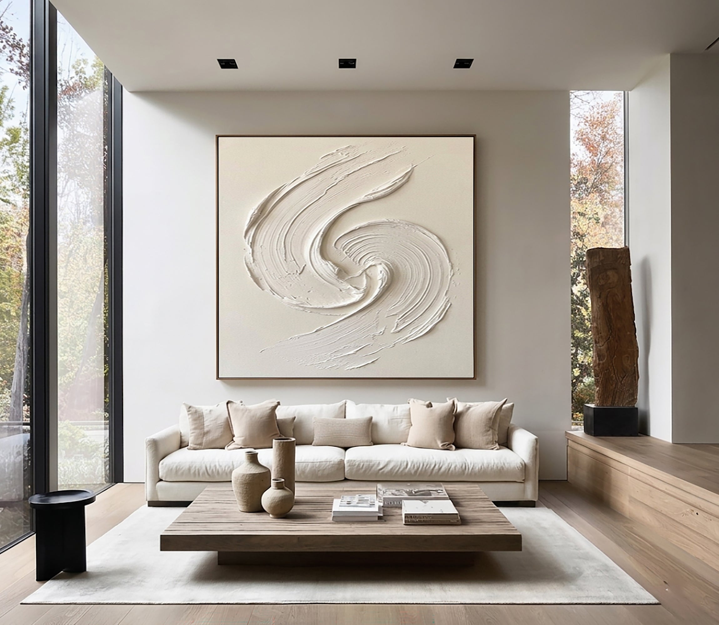 Large Textured Swirl Wall Art Hand Painted Minimalist Canvas