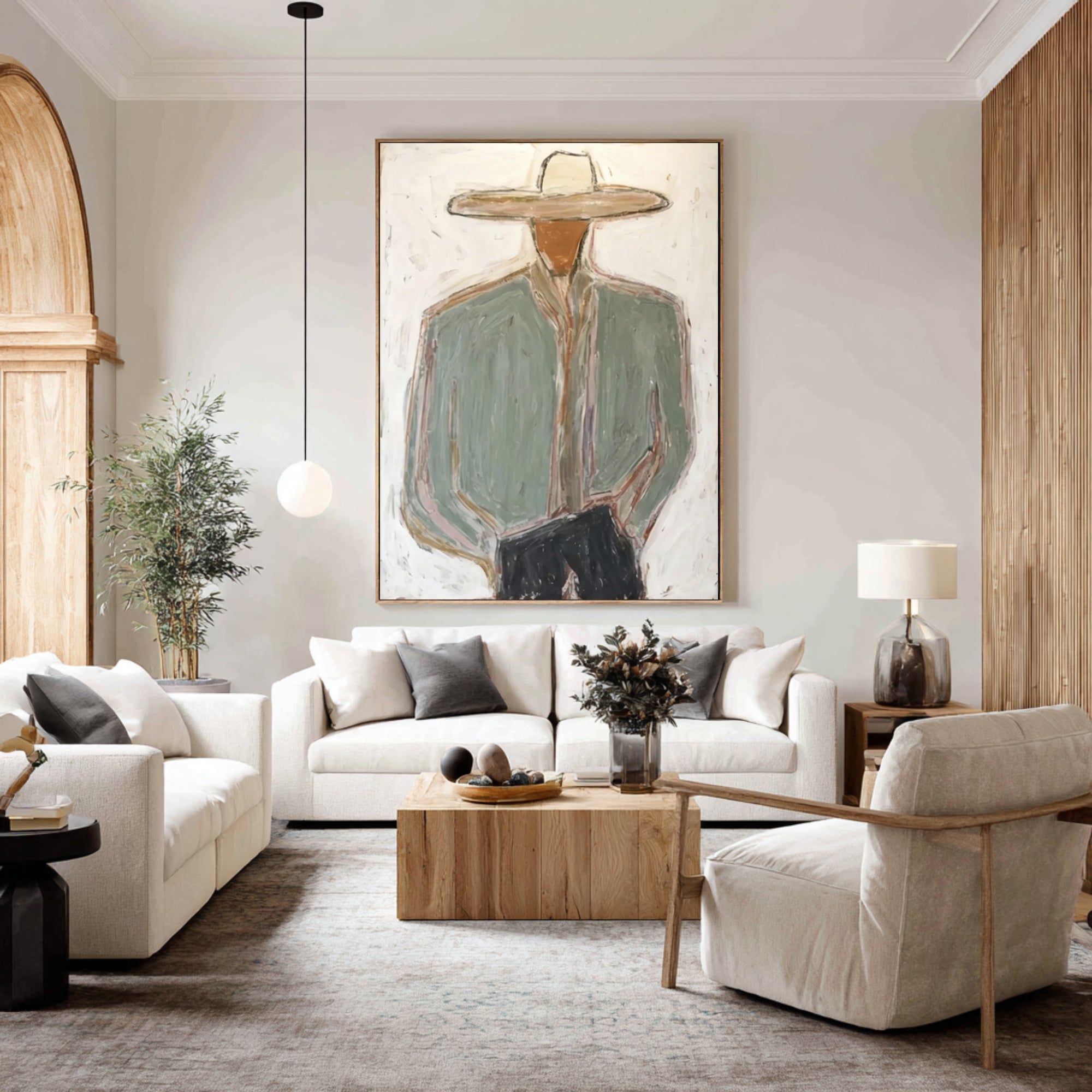 Large Abstract Cowboy Portrait Painting Contemporary Western Wall Art