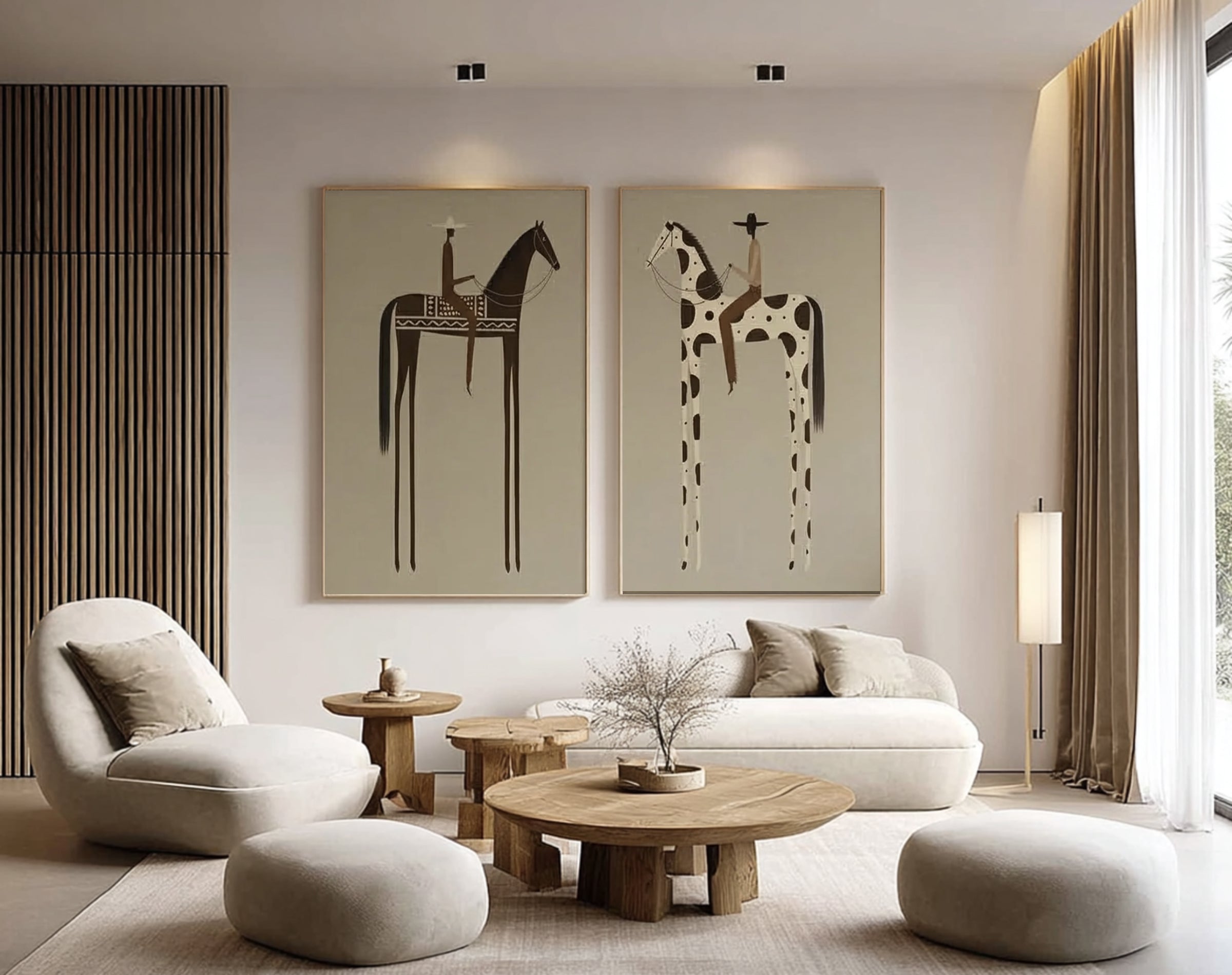 Abstract Western Horse Painting Set Contemporary Cowboy Wall Decor