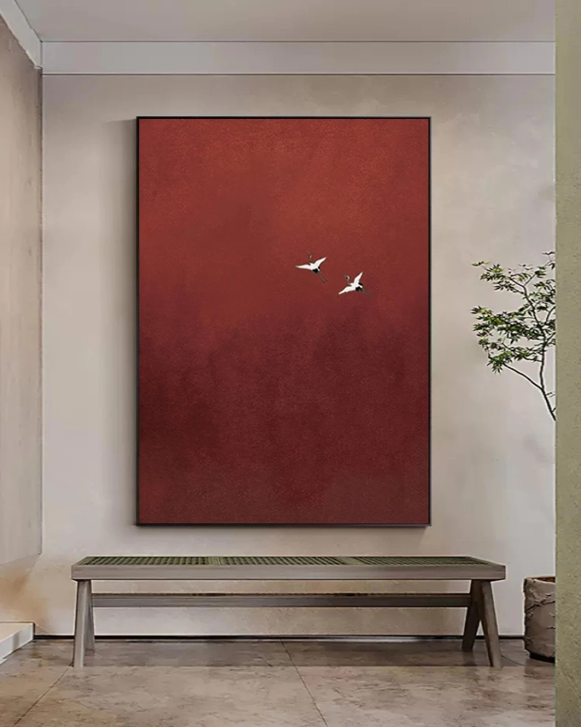 Modern Bird Art, Surrealist Crimson Sky, Unique Wall Decor #BGA 146