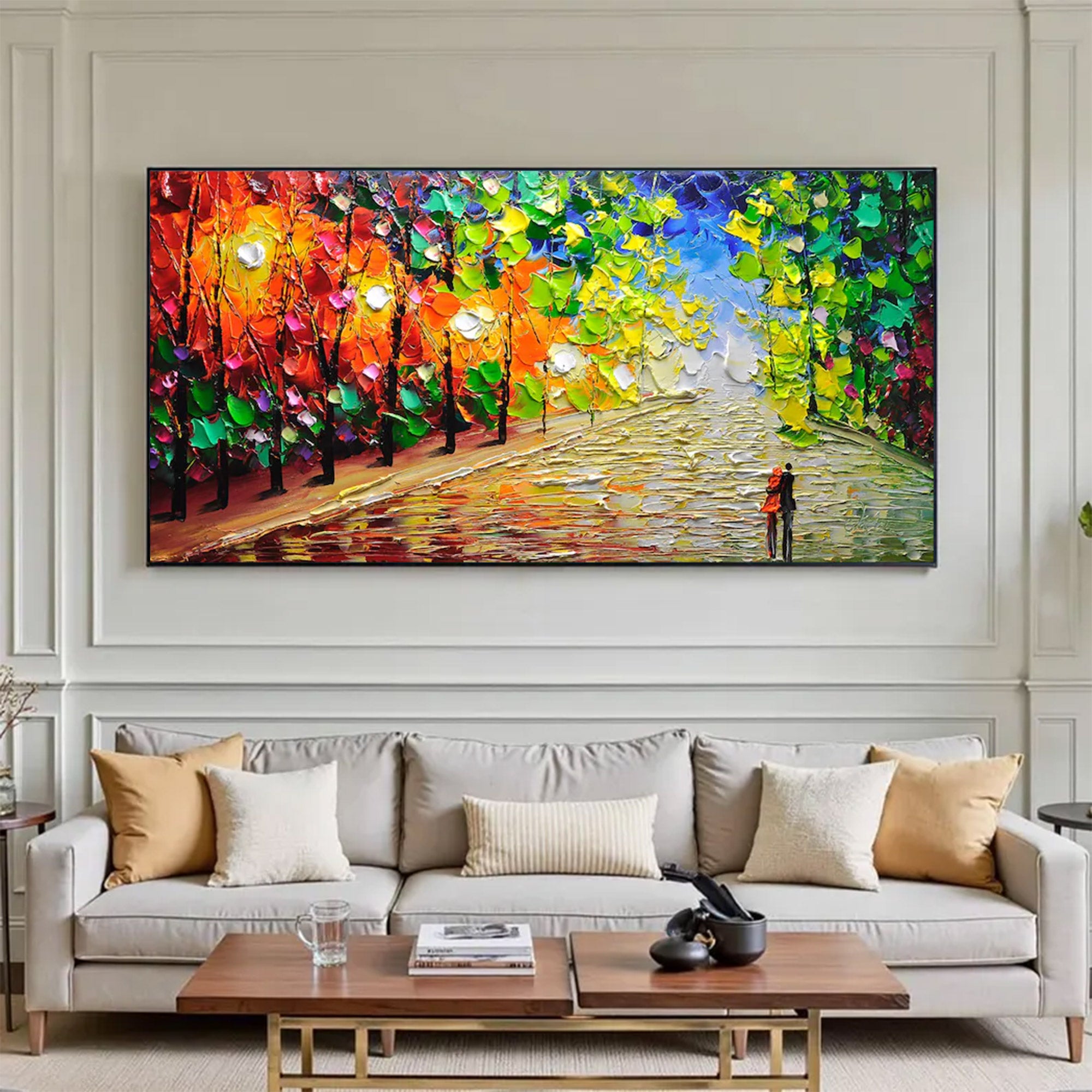 Large Modern Textured Blue Landscape | MuroArt #WGA 038