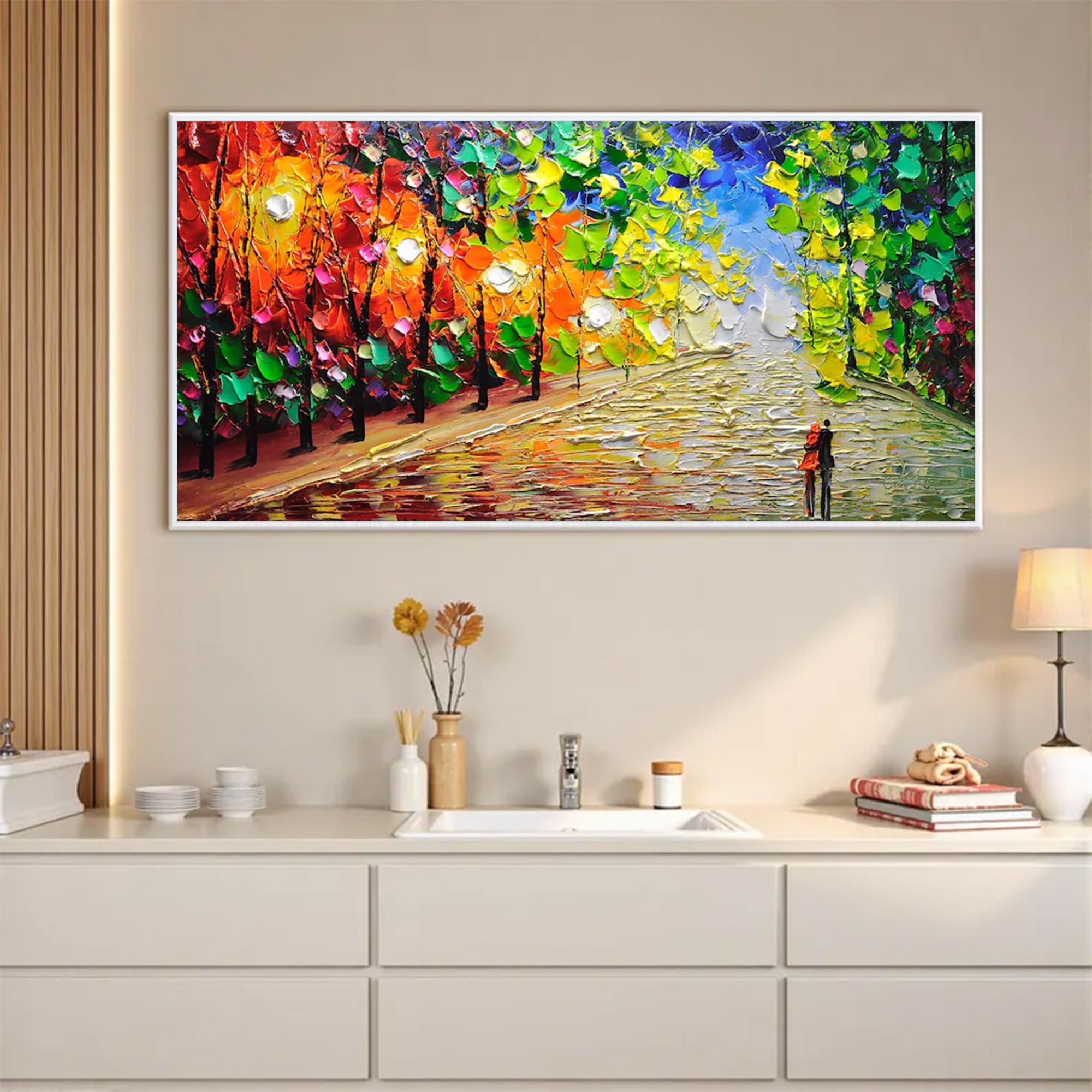 Large Modern Textured Blue Landscape | MuroArt #WGA 038