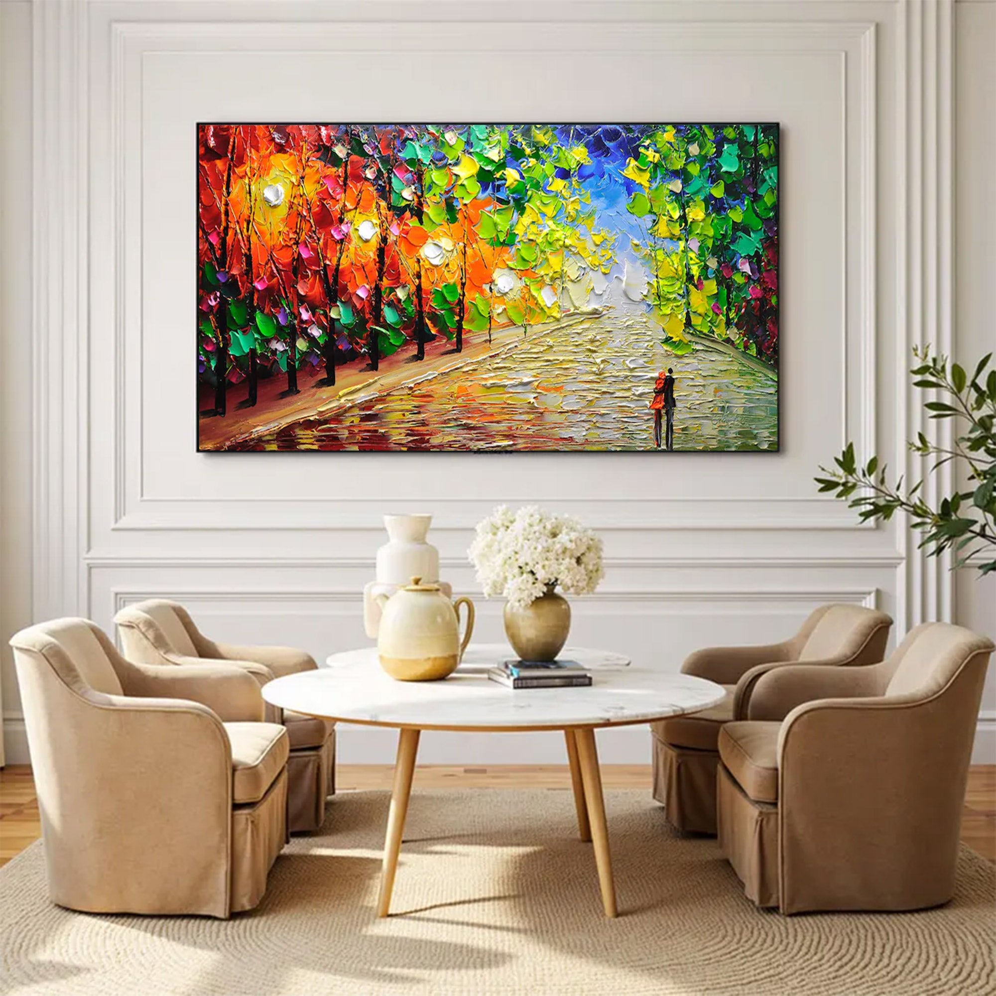 Large Modern Textured Blue Landscape | MuroArt #WGA 038