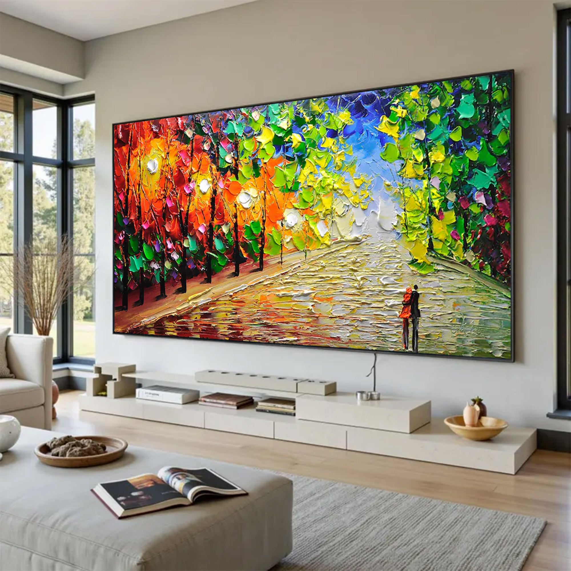 Large Modern Textured Blue Landscape | MuroArt #WGA 038