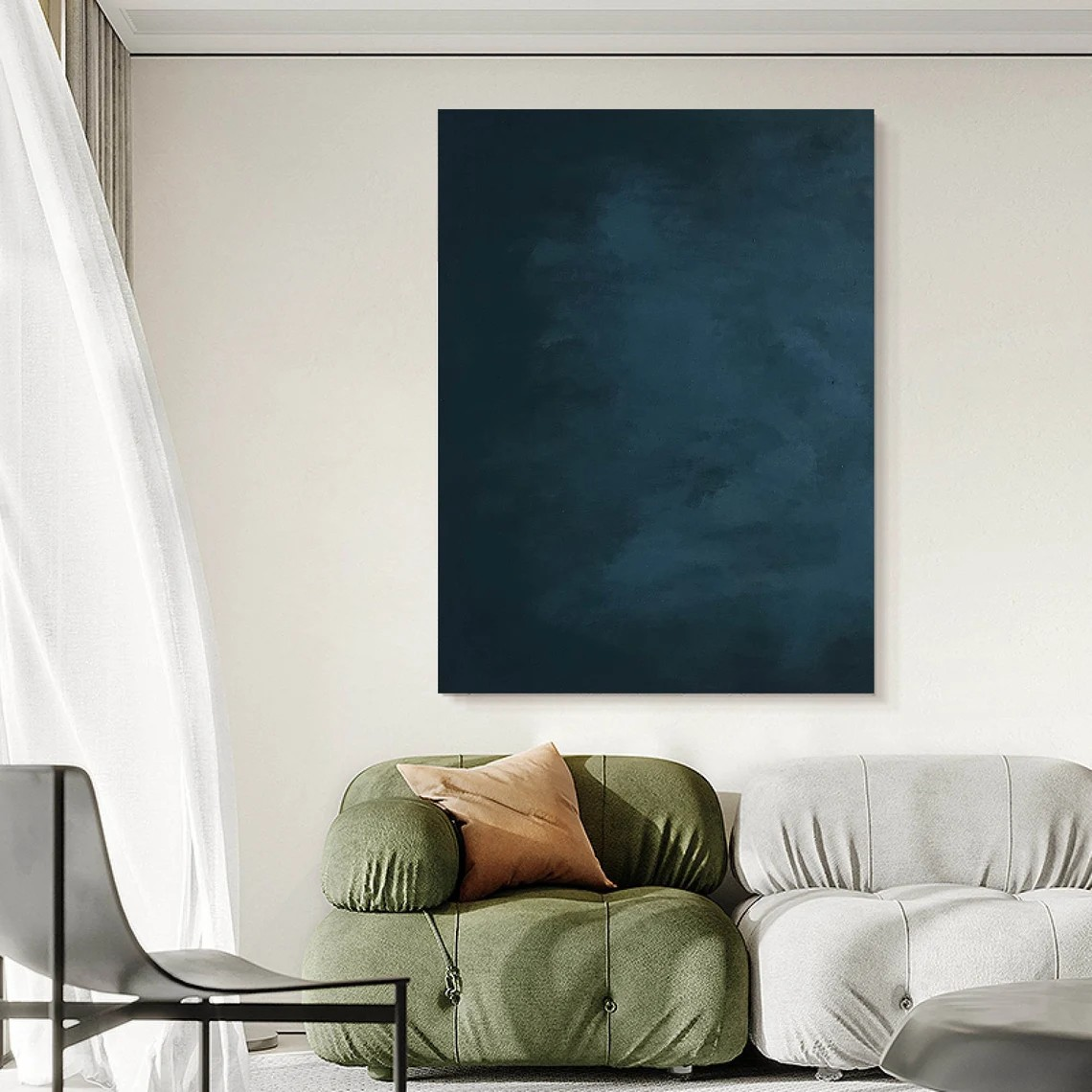 Deep Blue Minimalist Painting, Subtle Contemporary Piece #BGA 133
