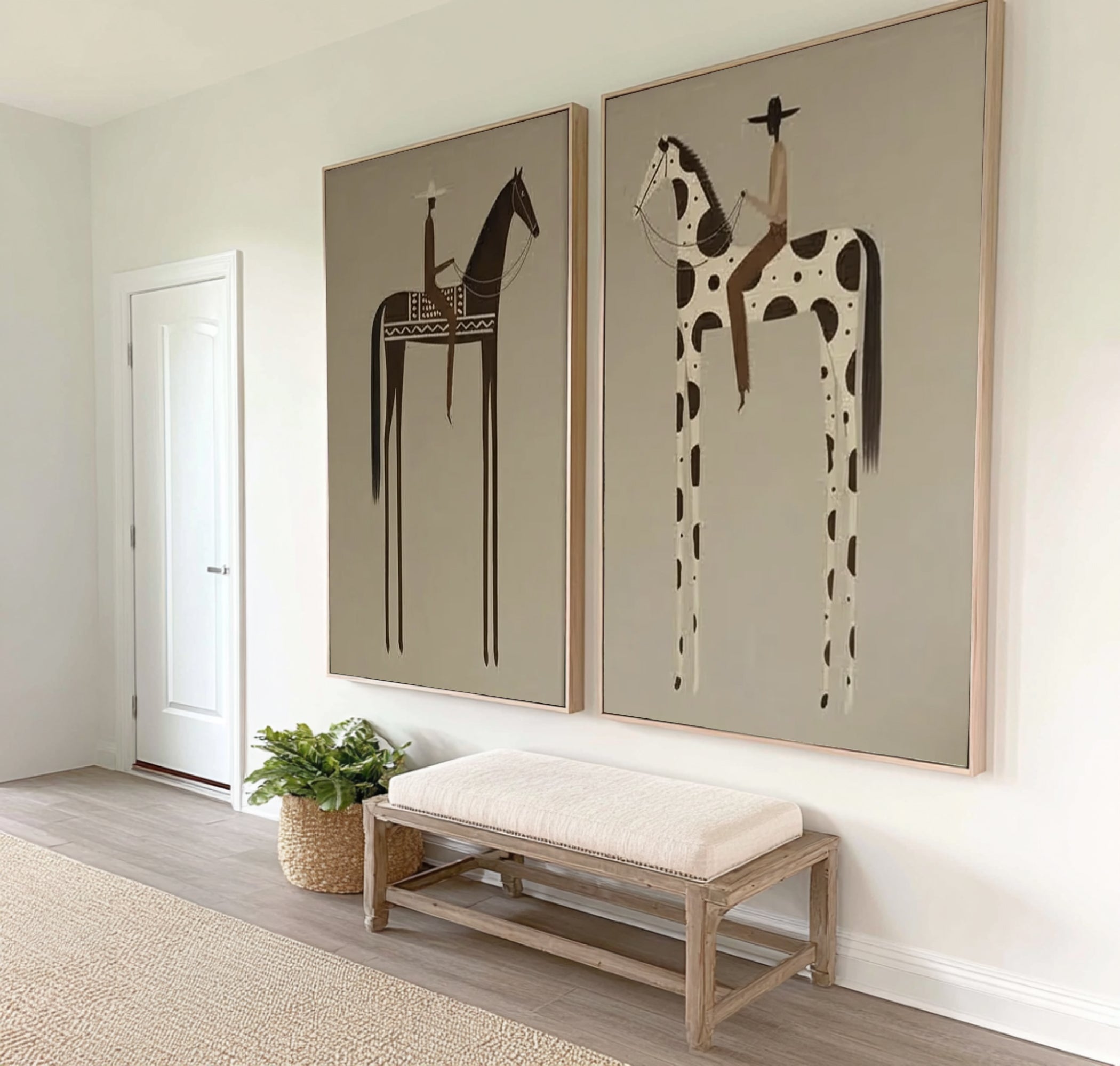 Abstract Western Horse Painting Set Contemporary Cowboy Wall Decor