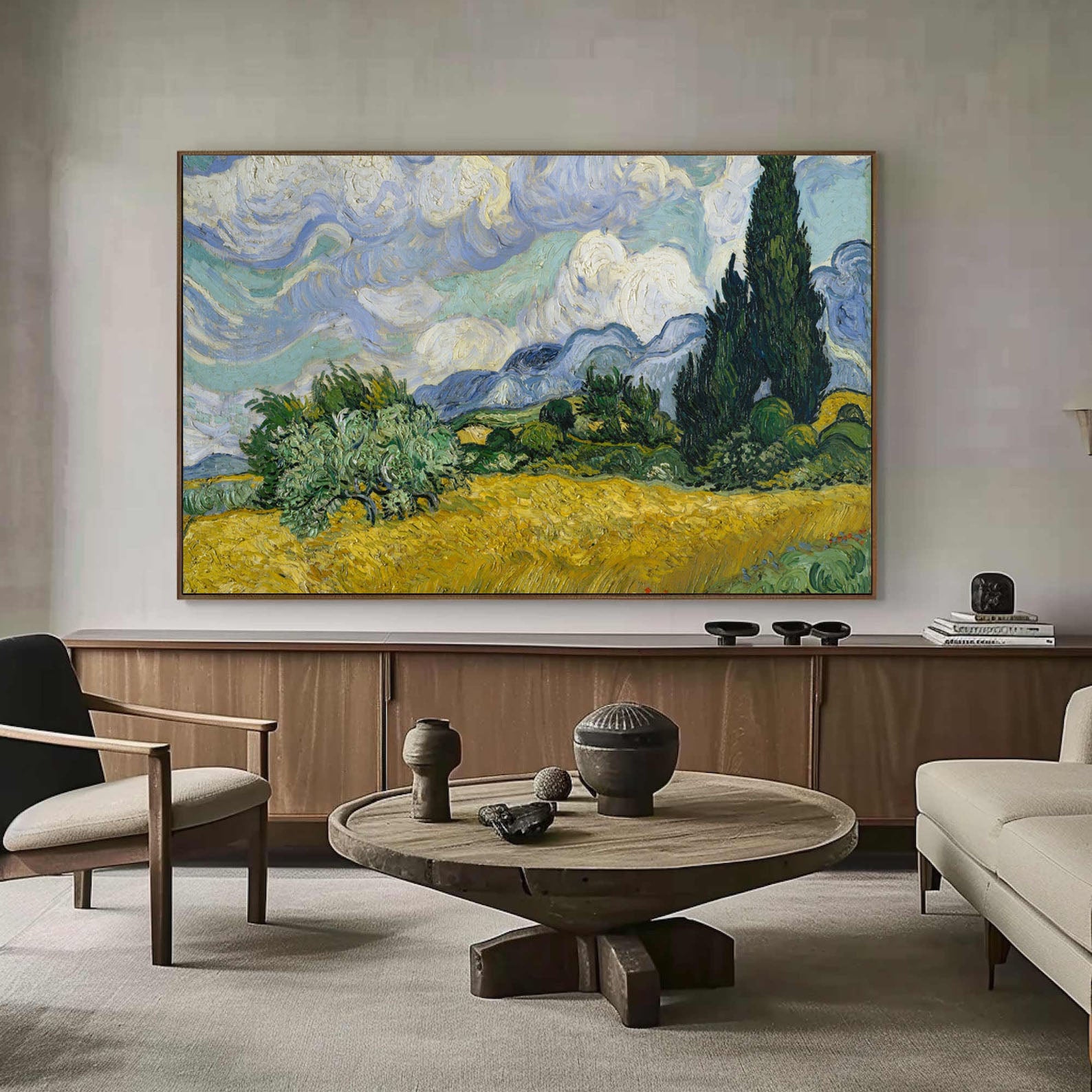 Wheat Field with Cypresses, Van Gogh Inspired Wall Art #BGA 108