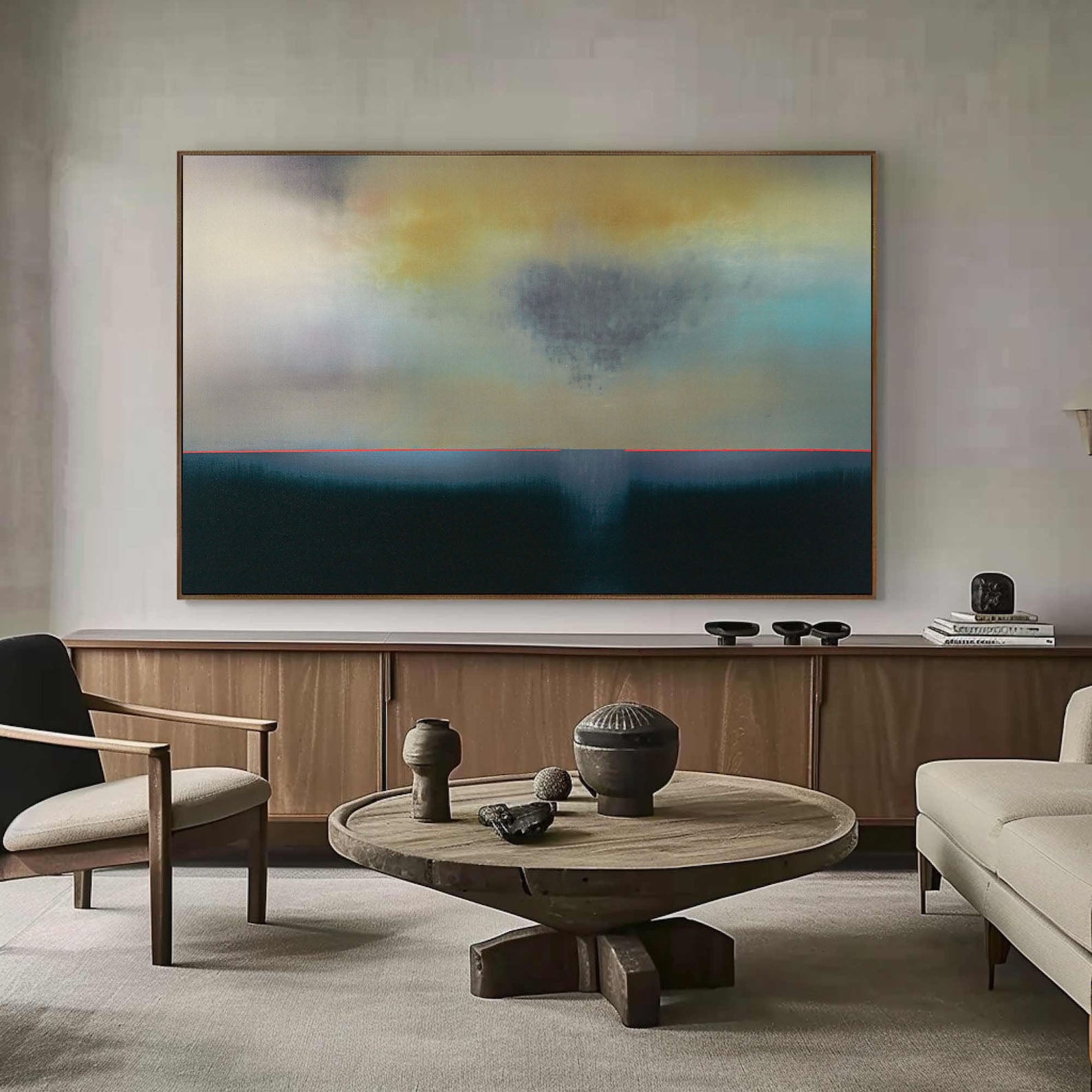 Subtle Color Layering, Abstract Horizon with Neutral Tones #BGA 122