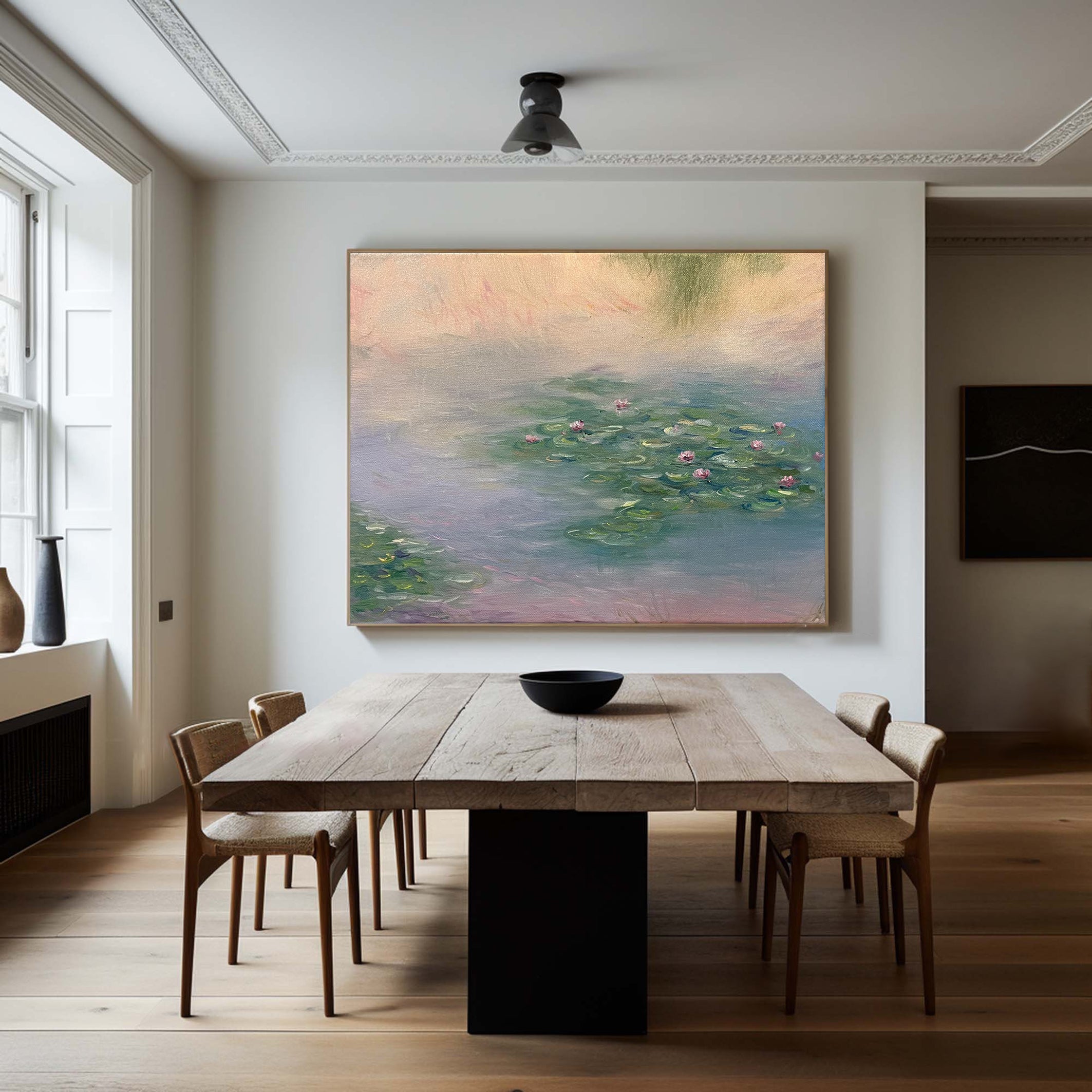 Monet Inspired Lilies, Impressionist Water Art #BGA 184