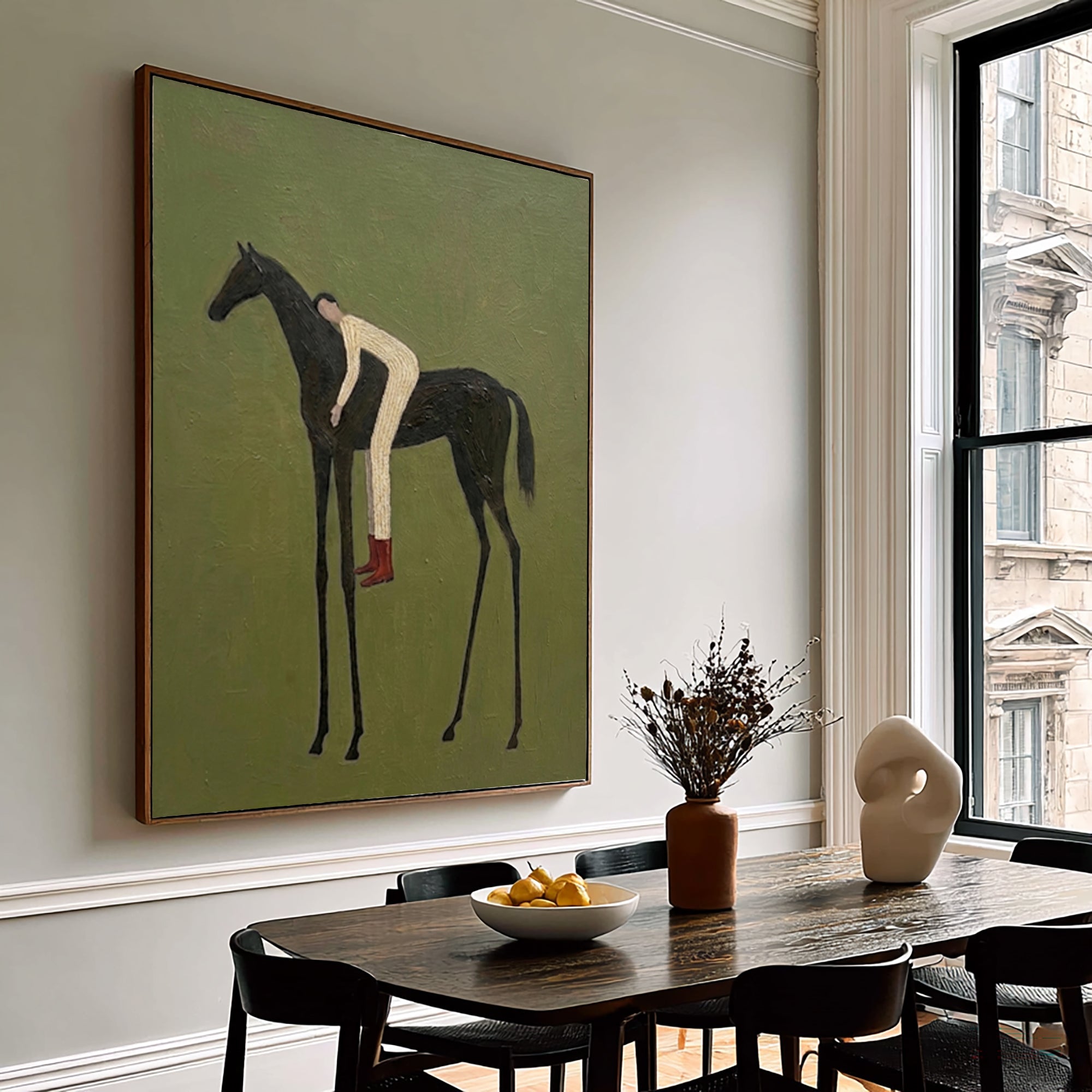 Large Vintage Rider Wall Art Horse Equestrian Oil Painting Cowboy Cowgirl Inspired Vintage Americana Western Artwork Modern Home Decor