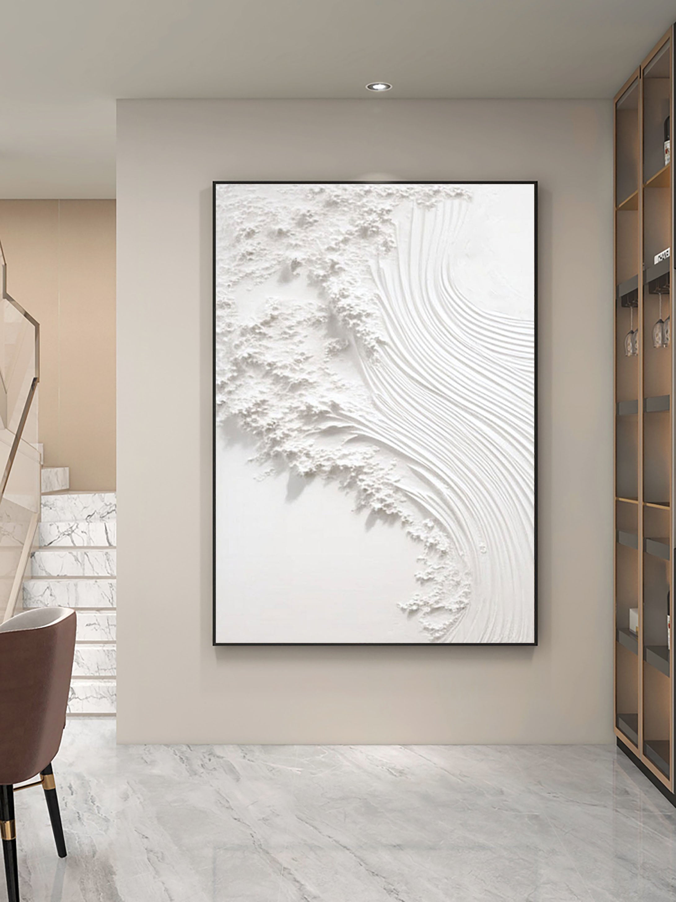 Serene White Textured Canvas Wall Art #WM 041