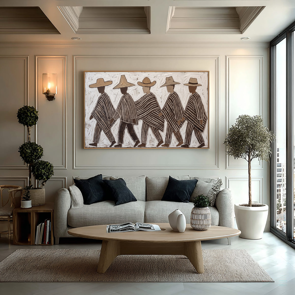 Southwestern Folk Art Painting, Textured Western Wall Art, Hand Painted Figurative Artwork