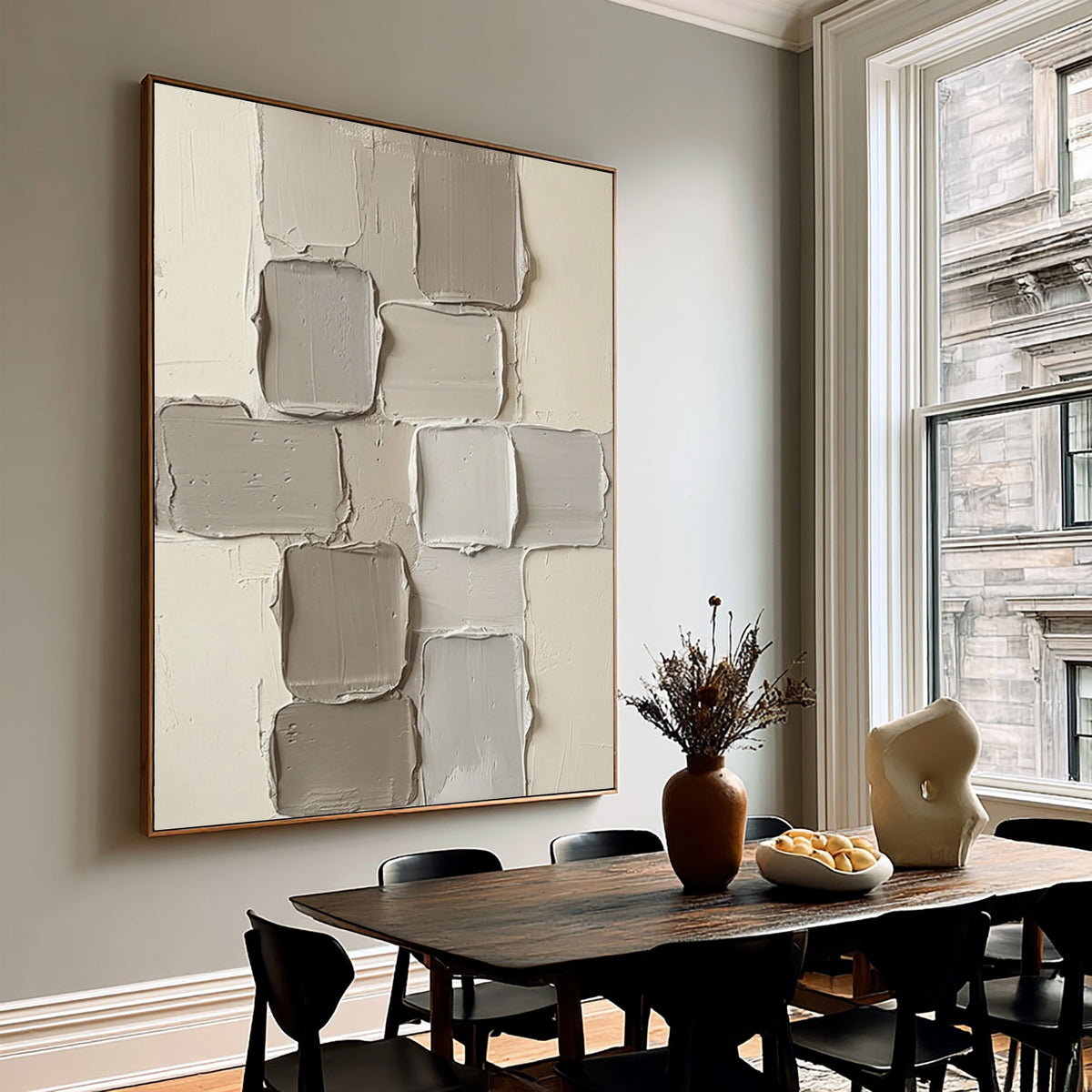 Layers Of Quietly Gathered Forms Large Neutral Abstract Wall Art Textured Sculptural Relief Painting
