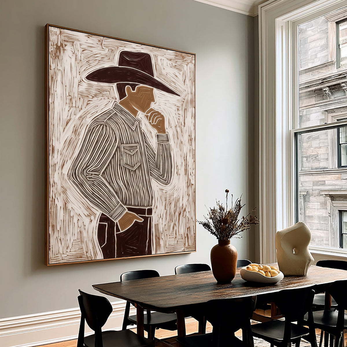 Modern Cowboy Painting Textured Western Art
