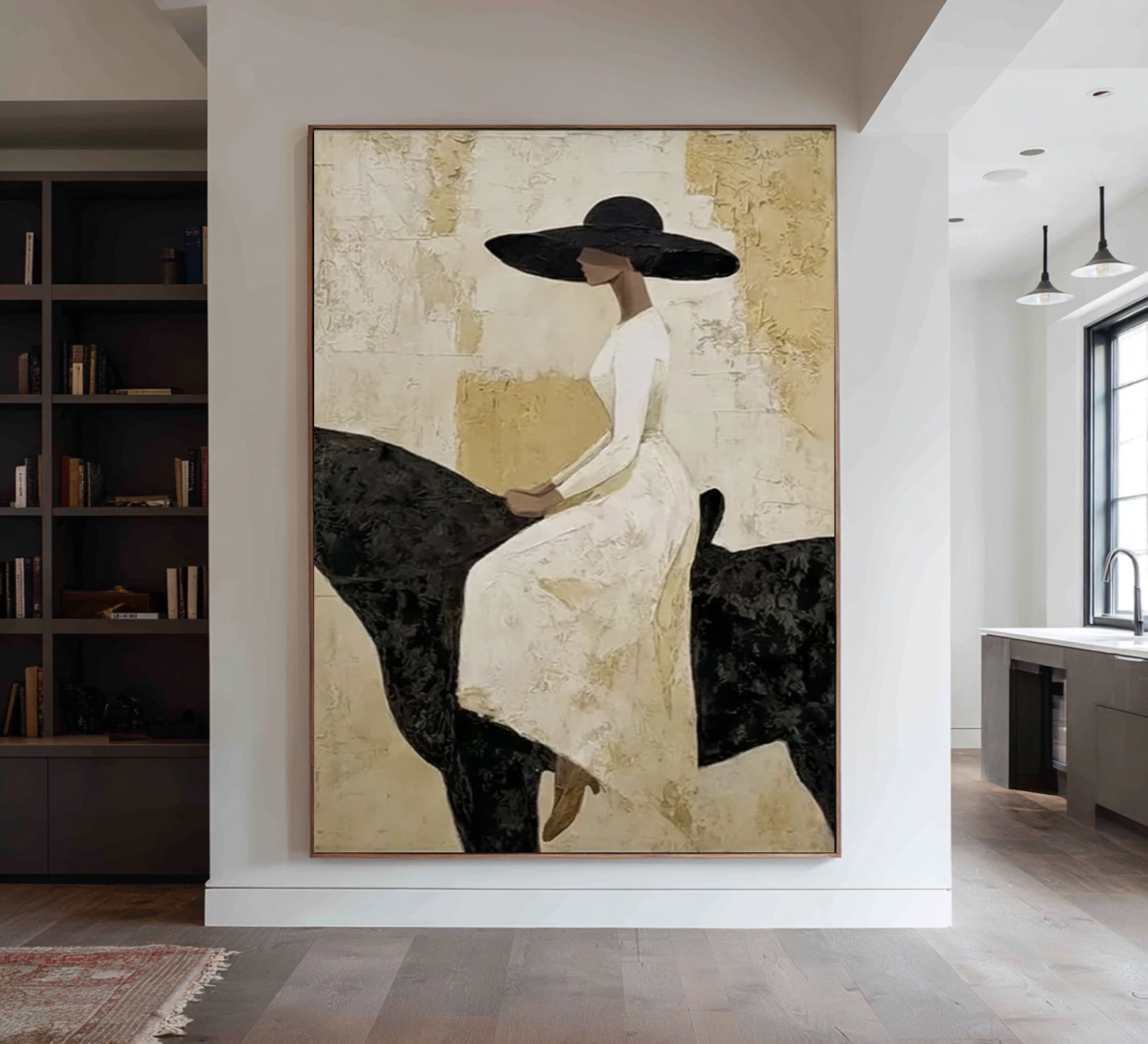 Contemporary Elegant Woman Portrait Horse Canvas Painting