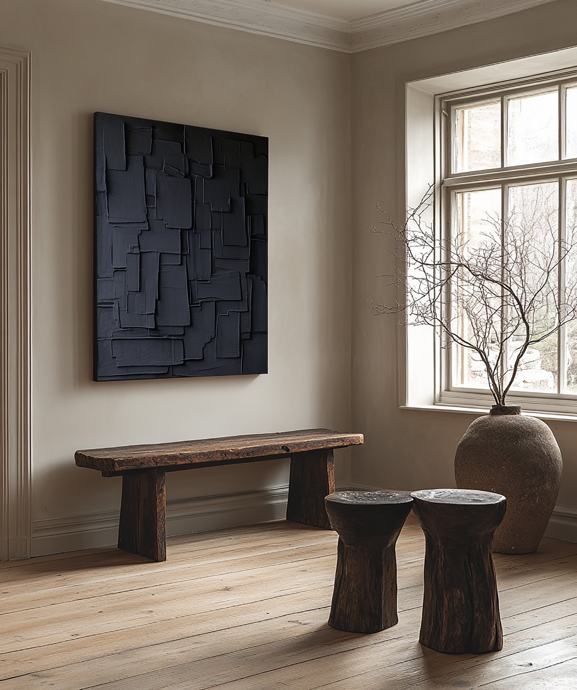 Contemporary Black Wall Art | Minimalist Geometric Style #BBA 100