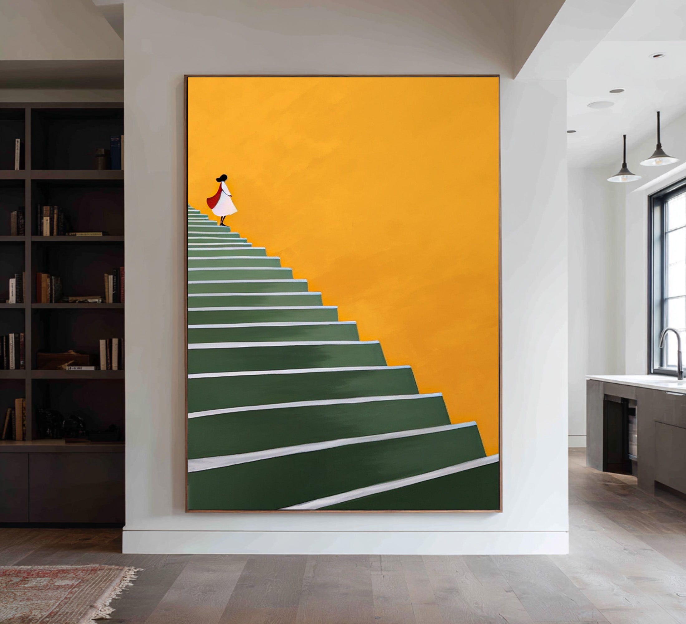 Large Contemporary Abstract Oil Painting, Minimalist Figure Wall Art for Modern Interiors #WAC 012