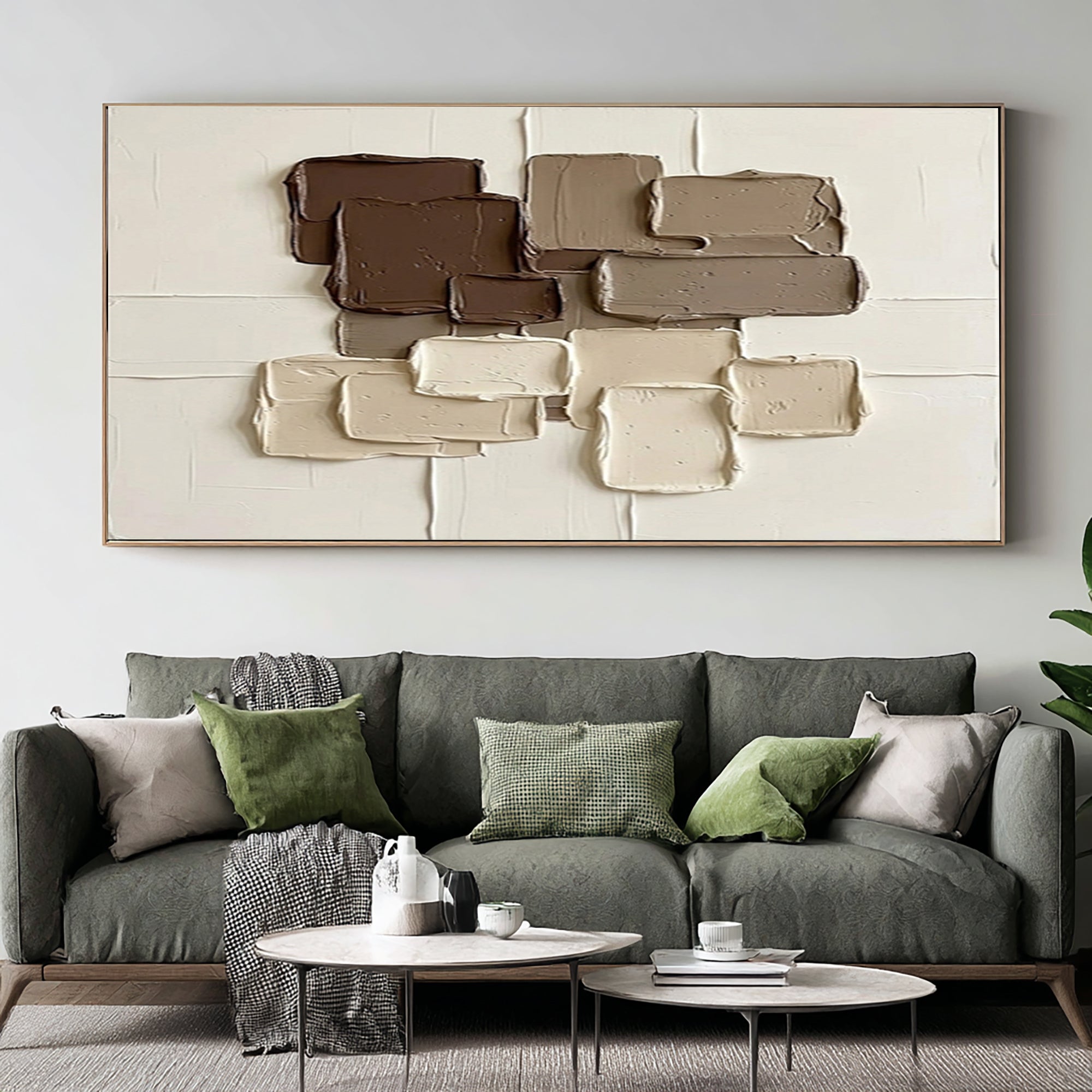 Large Brown and Beige Textured Wall Art Neutral Abstract Canvas Painting