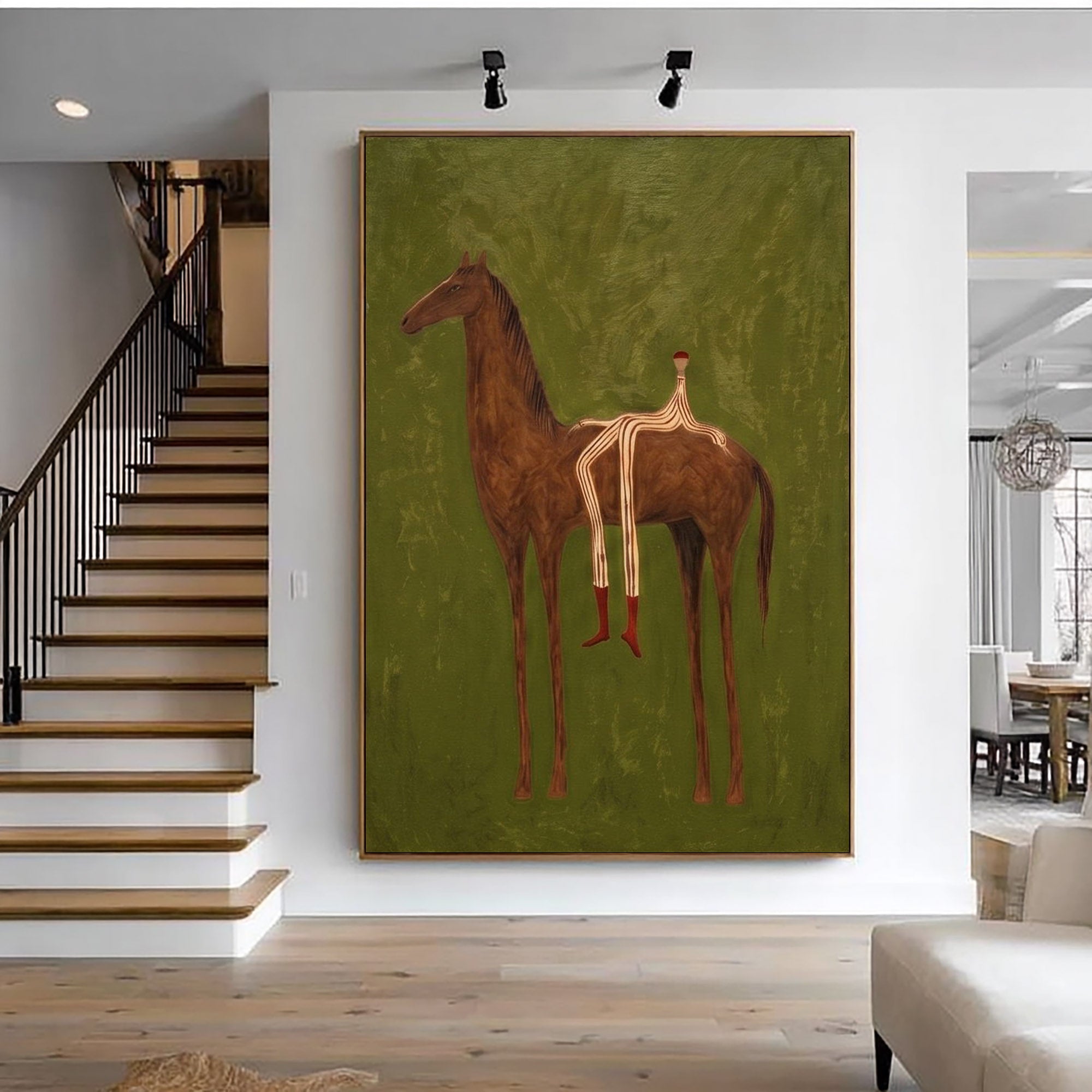 Large Cowboy Horse Wall Art Modern Western Horse Painting