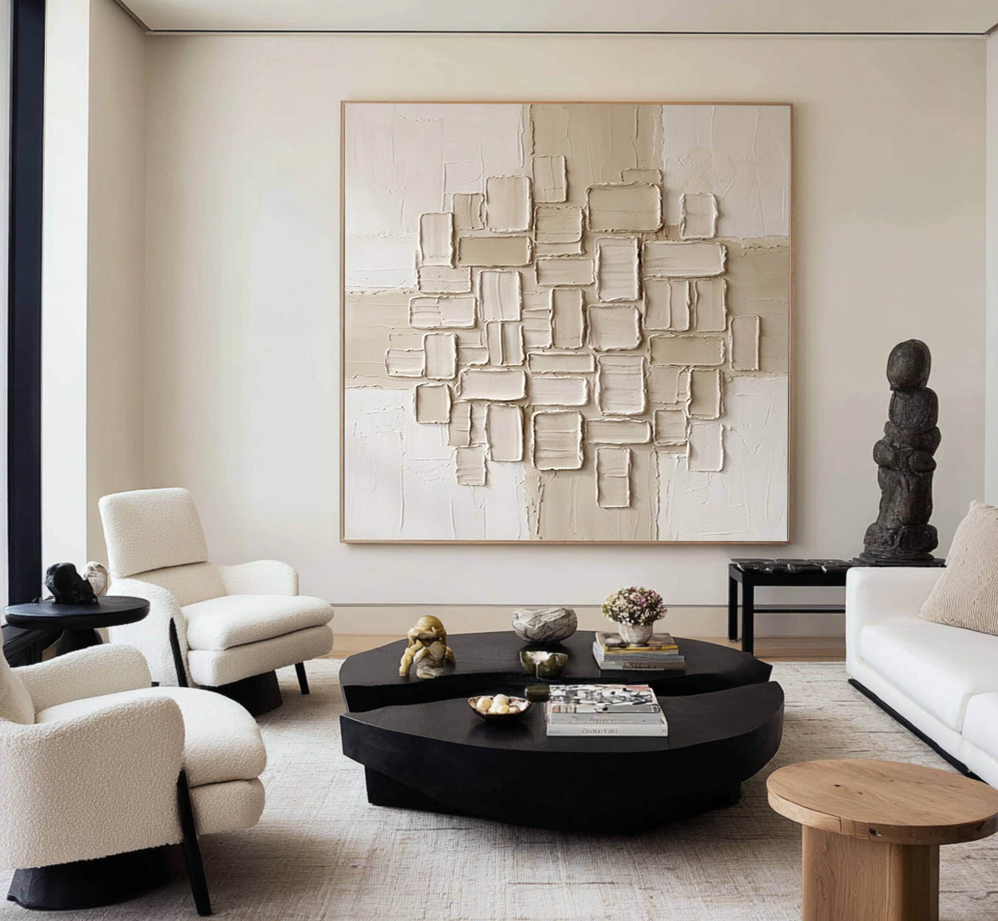 Large Neutral Textured Wall Art Modern Desert Inspired Canvas