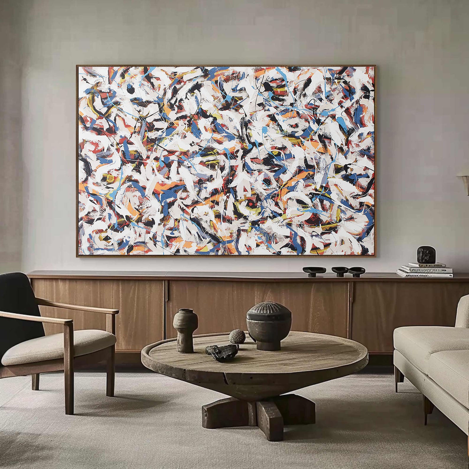 Colorful Abstract with Dynamic Brushwork, Contemporary Canvas #BGA 119