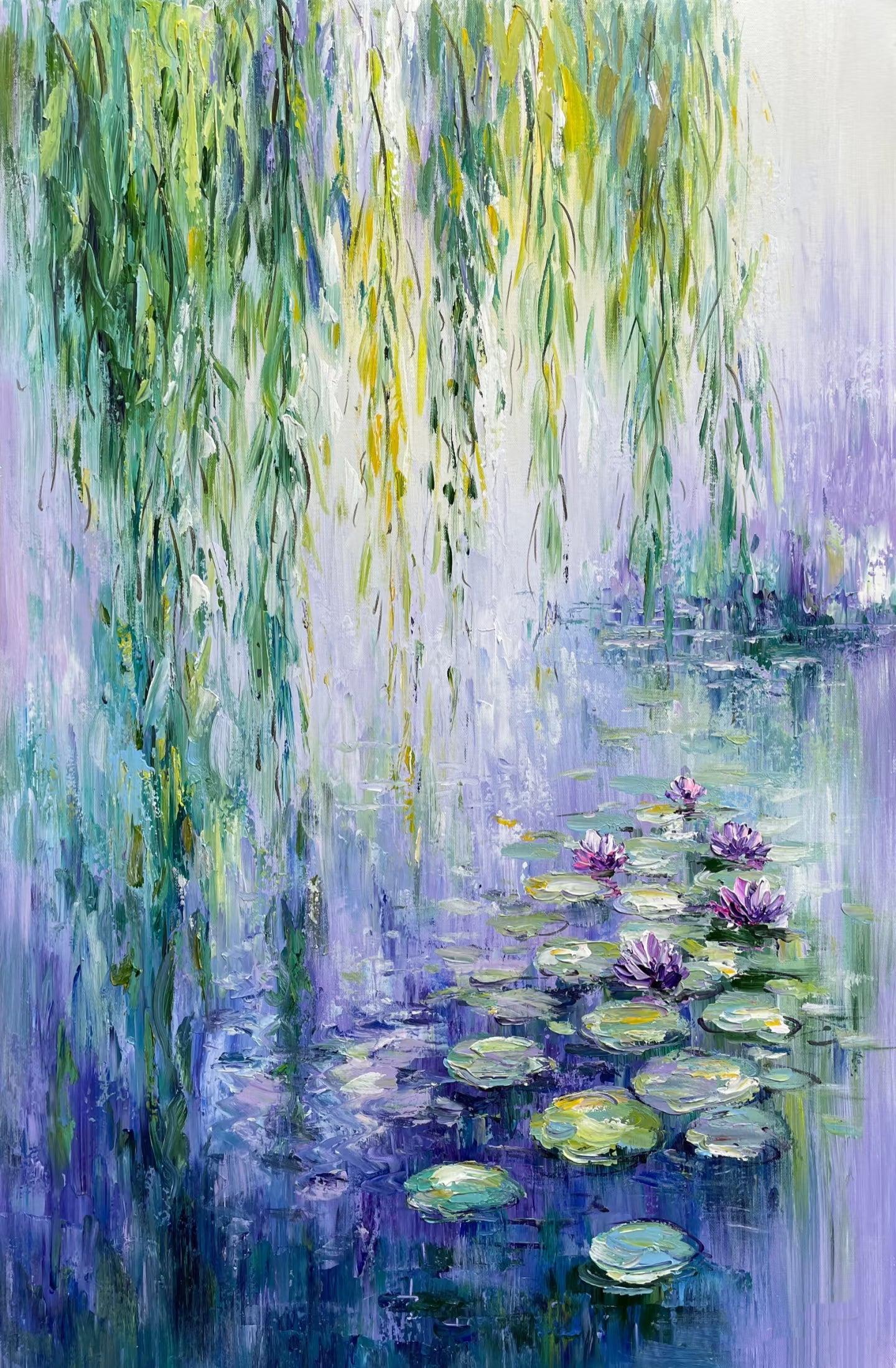Monet's Water Lilies Tribute, Weeping Willow Landscape #BGA 173