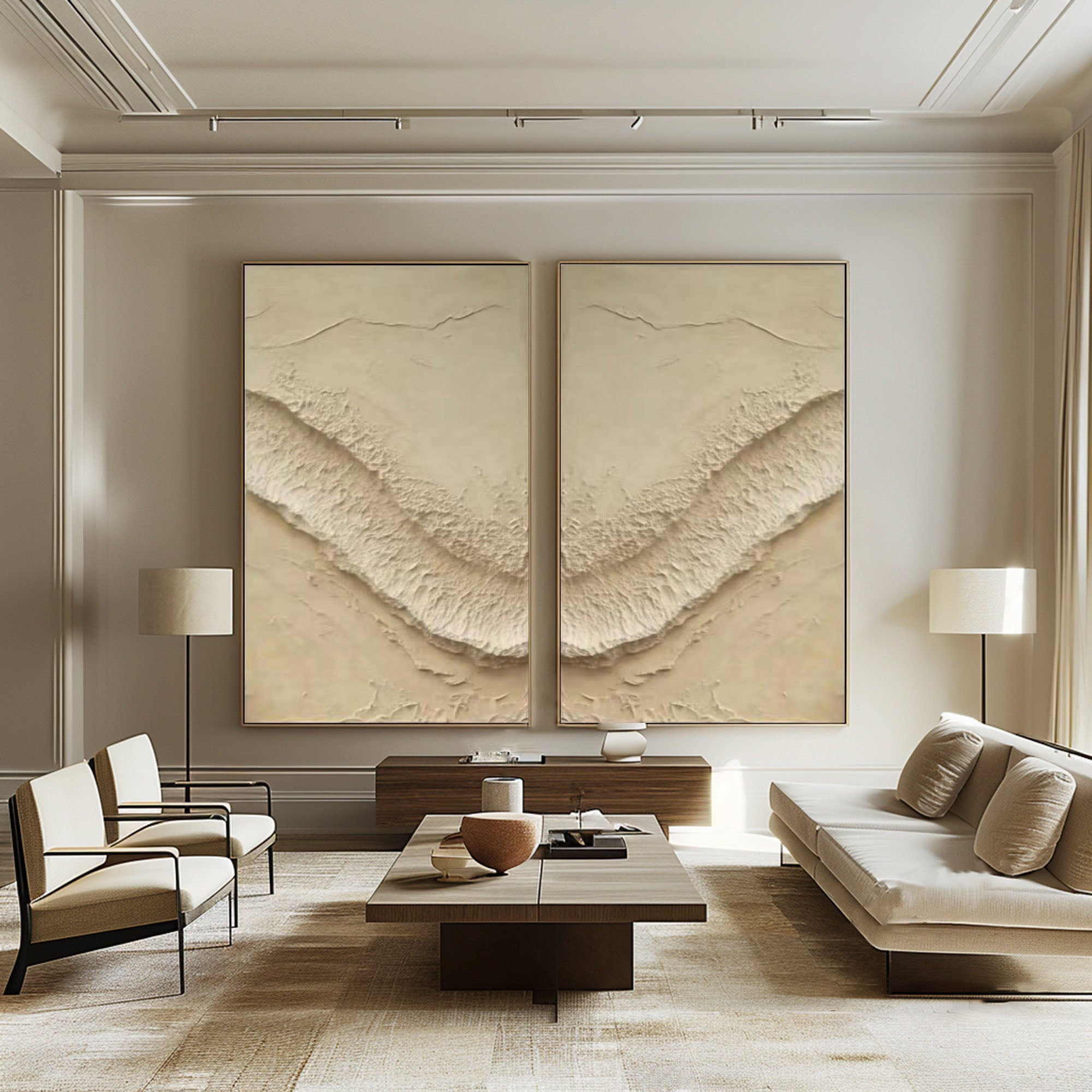 Abstract Beige Texture Wall Art Set #BBS 018