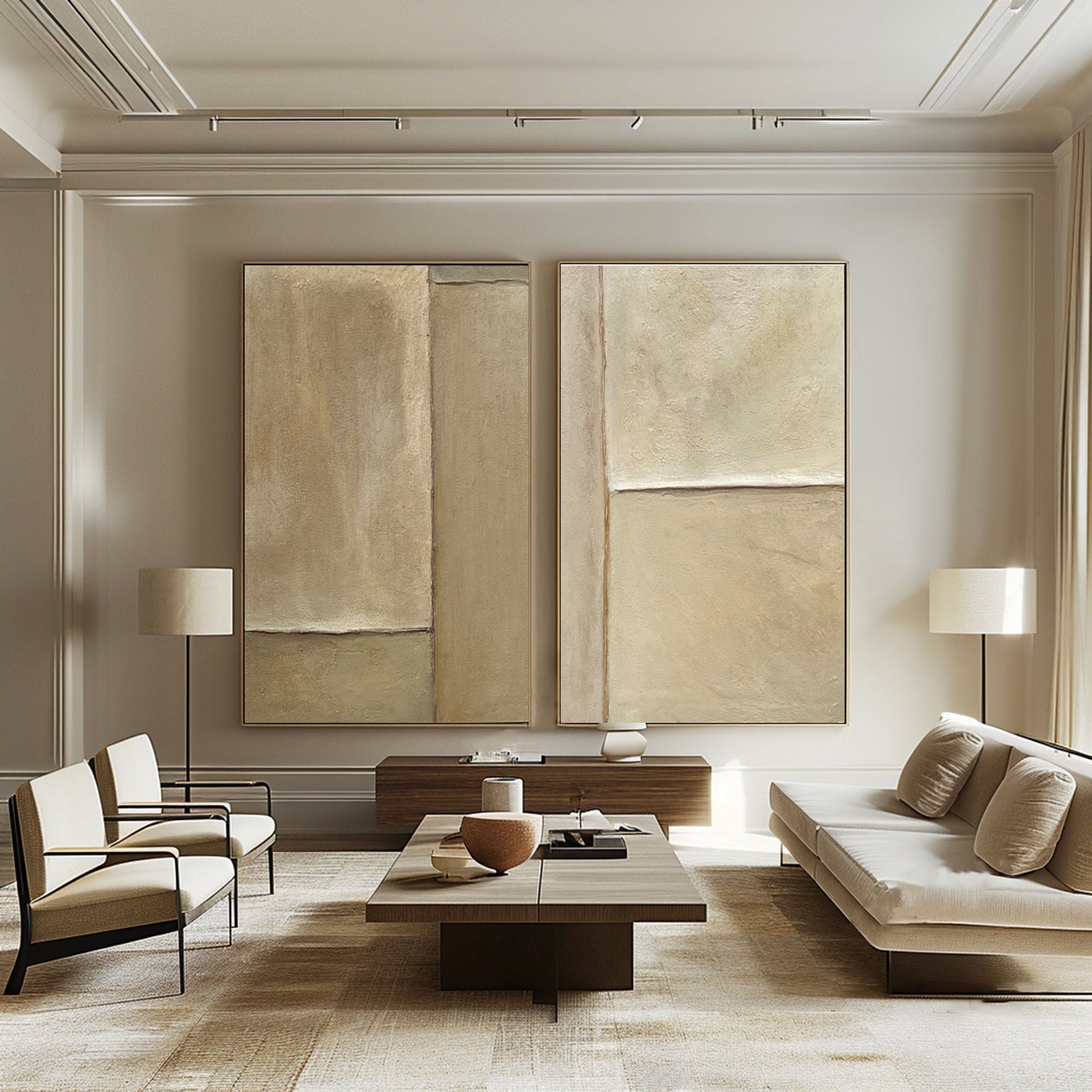 Beige & Brown Minimalist Painting Set Of 2 #BBS 017