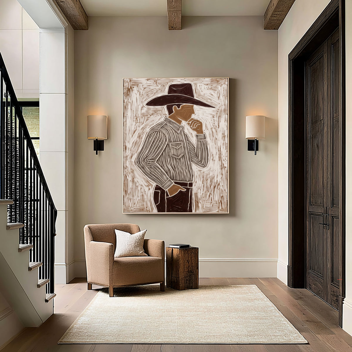 Modern Cowboy Painting Textured Western Art