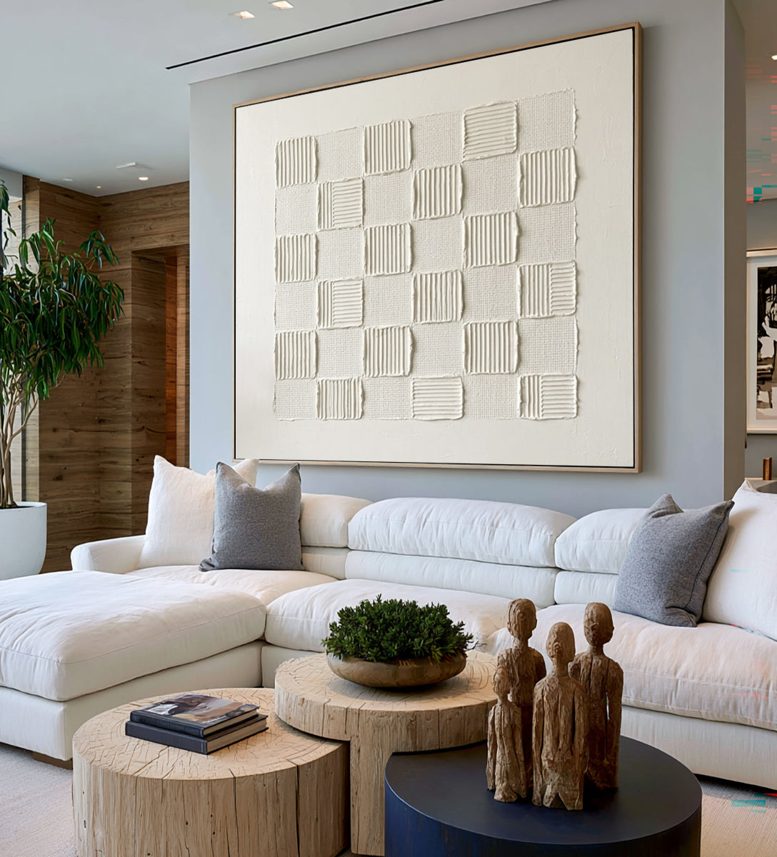 The Geometry Of The Loom Large White Textured Abstract Wall Art Geometric Textile Relief Artwork