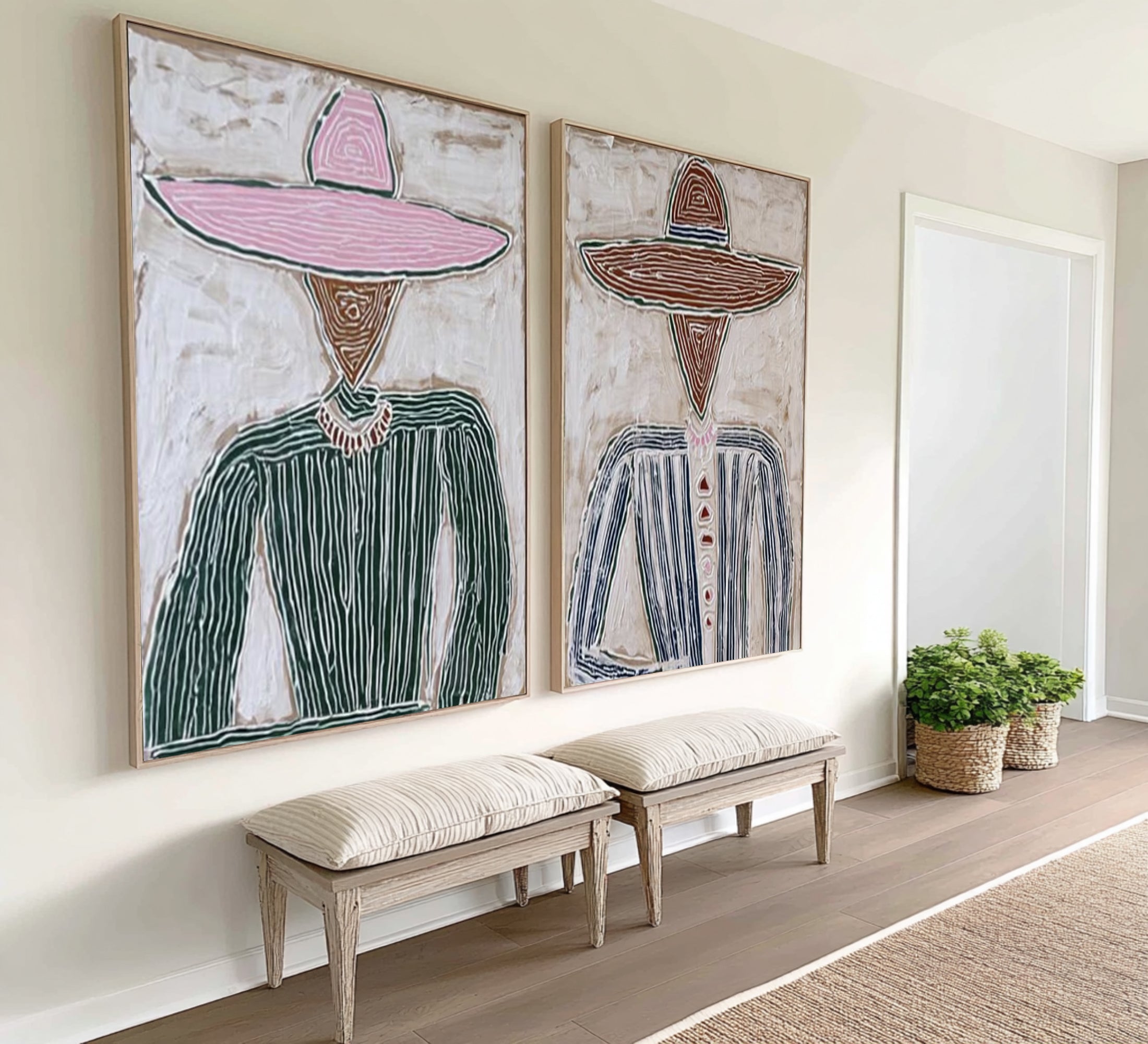 Large Abstract Couple Portrait Painting Modern Figurative Wall Art