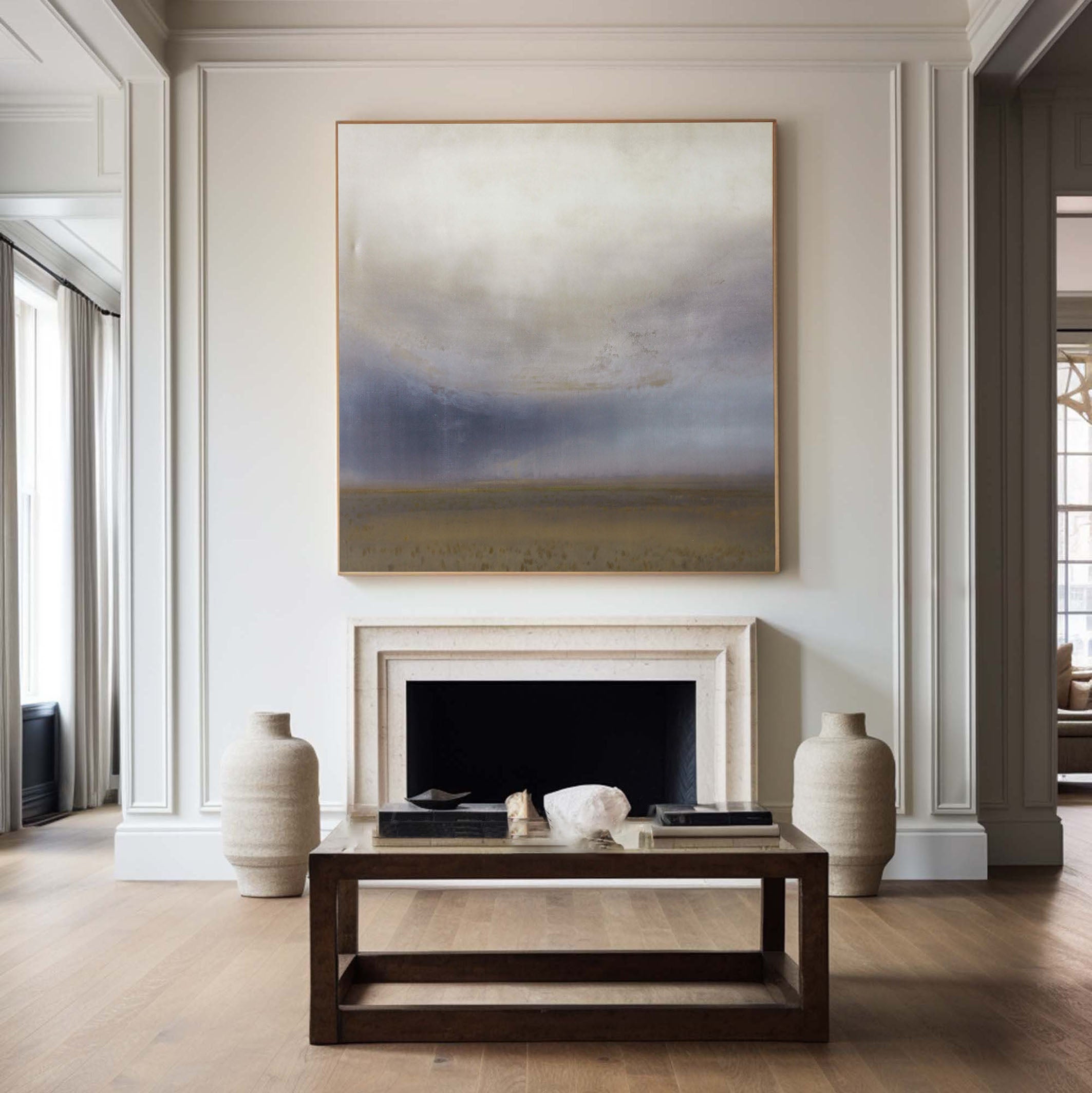 Soft Blended Horizon with Distant Field, Framed Wall Art #BGA 128