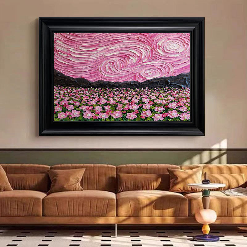 Pink Fields And Sky, Contemporary Landscape Wall Art #BGA 080