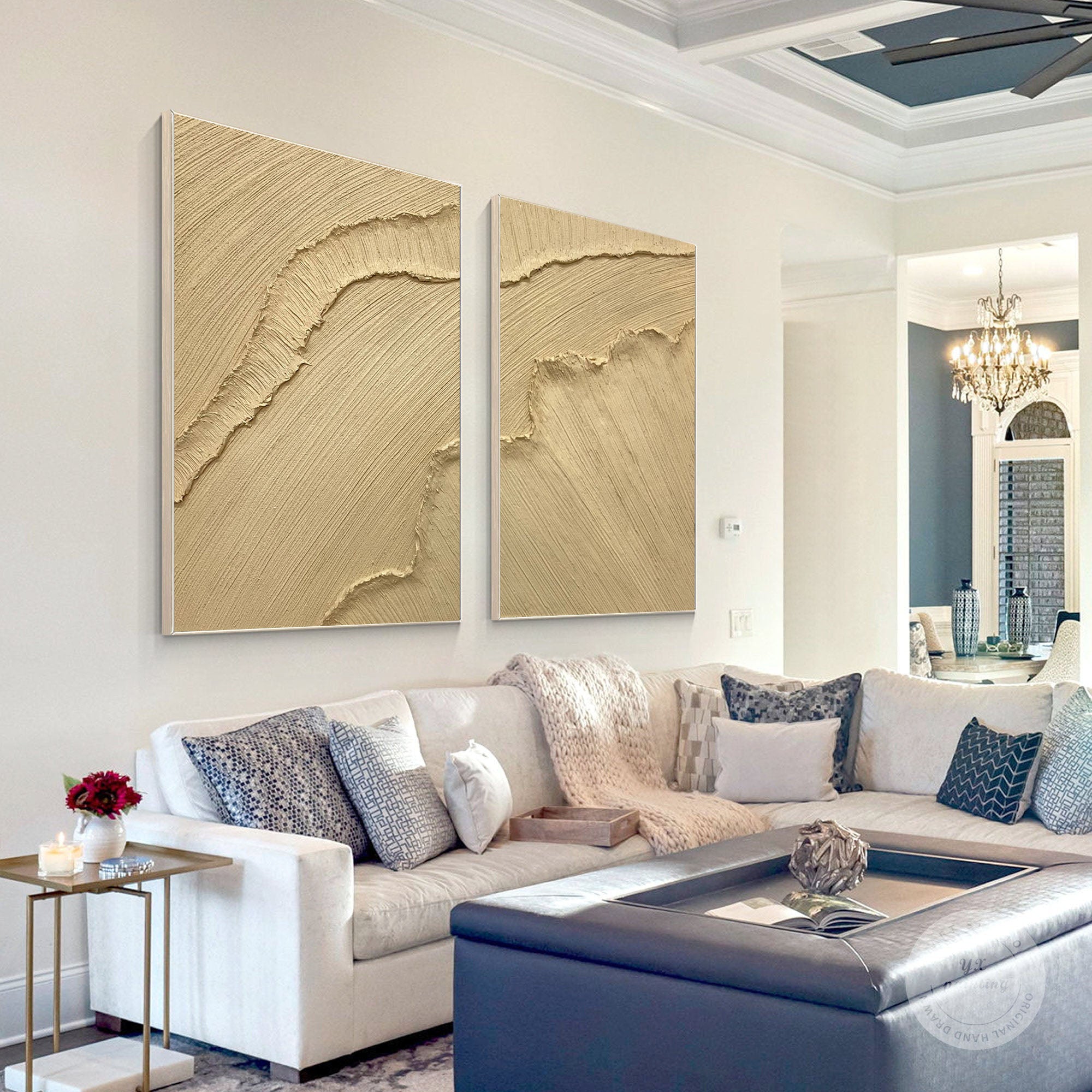 Beige Minimalist Ocean Painting Set Of 2 #BBS 020