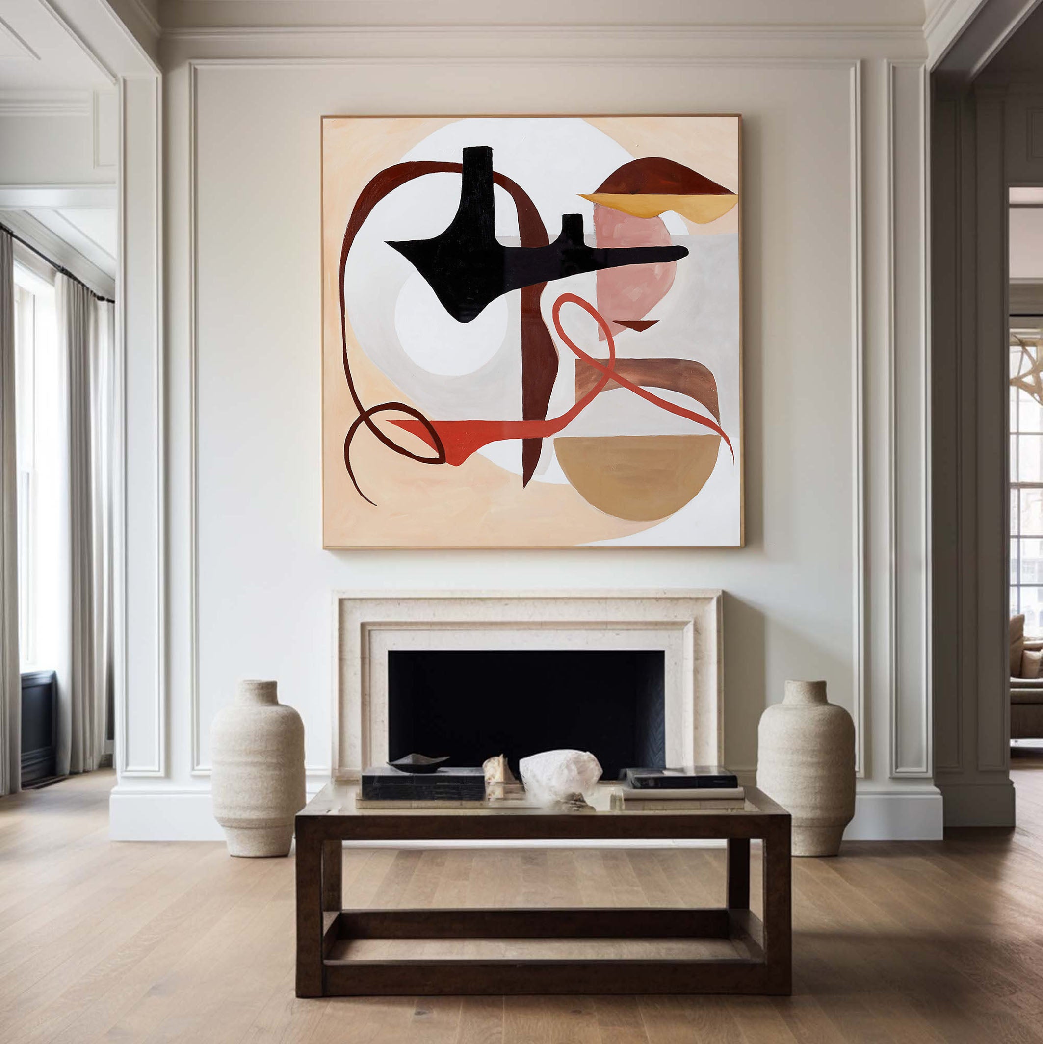 Contrasting Forms in Earth Tone, Organic and Geometric Canvas #BGA 123