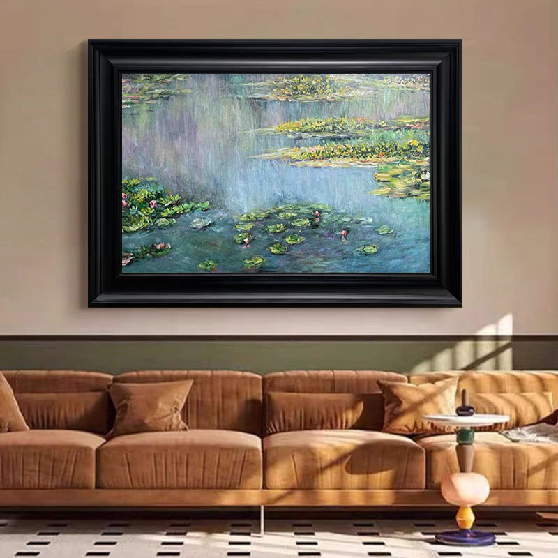 Monet Inspired Water Lilies, Horizontal Impressionist Wall Art #BGA 170