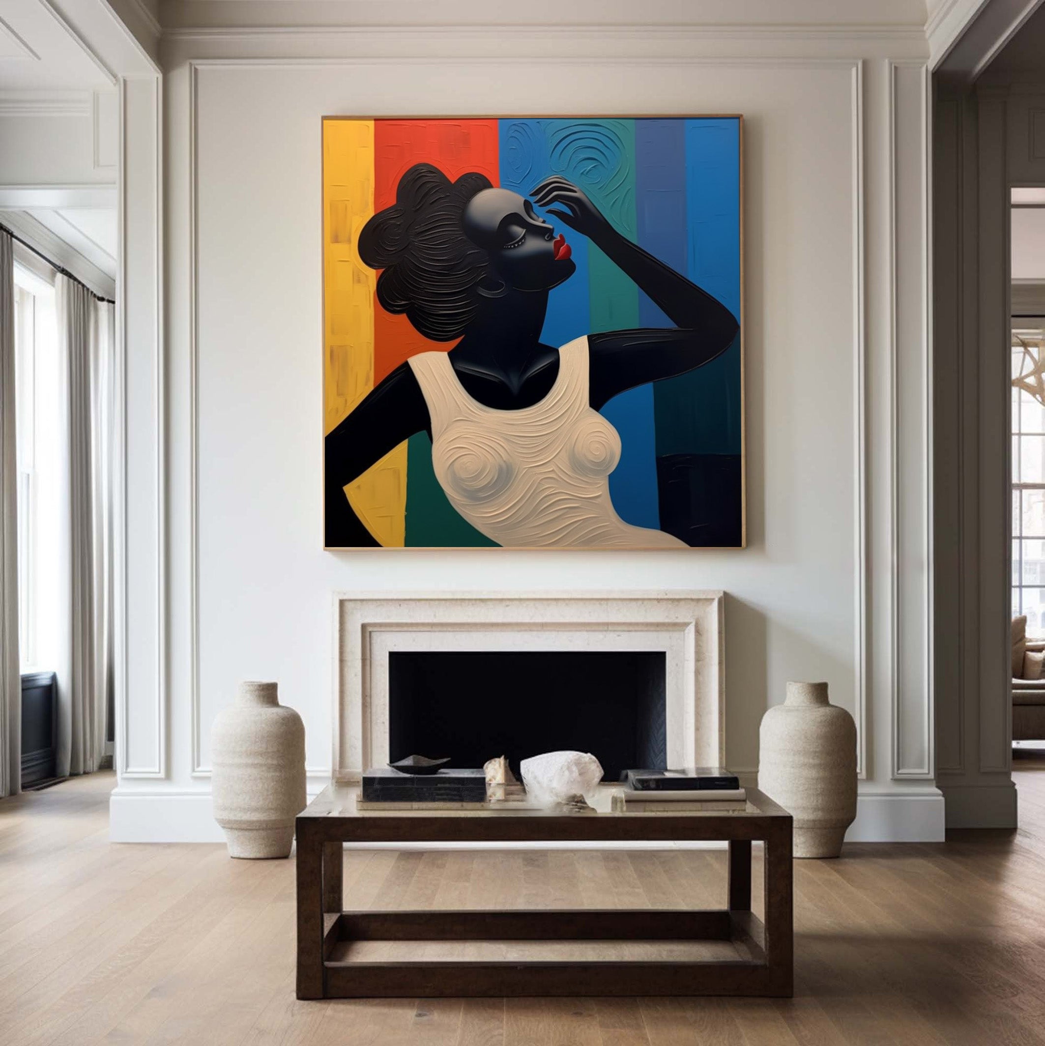 Striking Portrait with Vibrant Background, Figurative Art #BGA 238