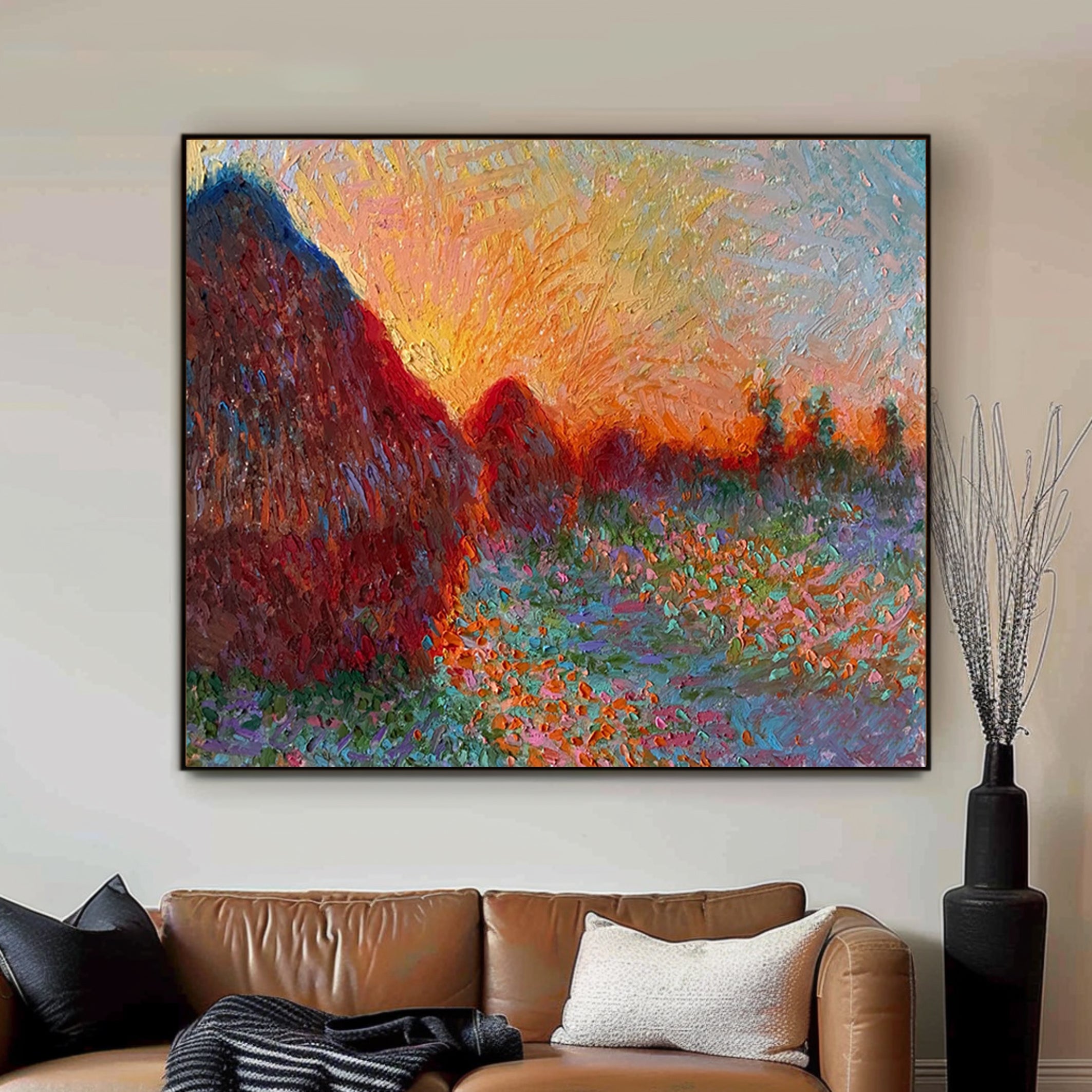 Monet Inspired Landscape, Sunset Palette Art #BGA 185