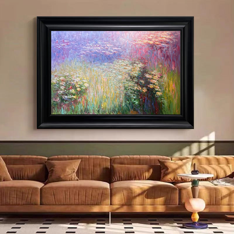 Monet Style Water Lilies, Horizontal Impressionist Wall Art #BGA 167