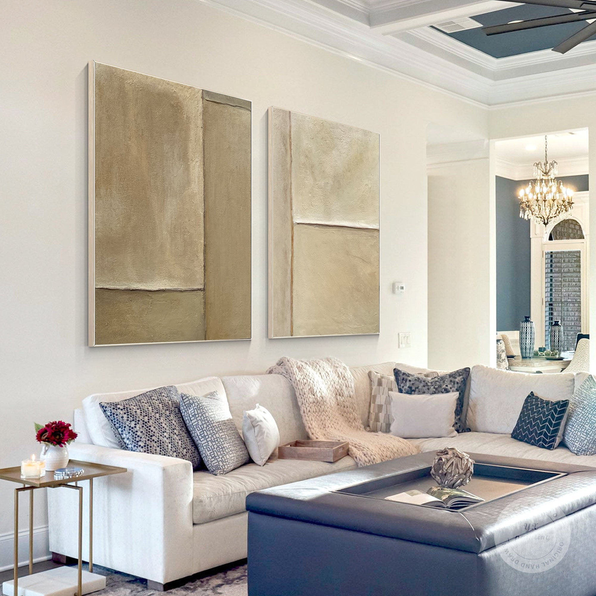 Beige & Brown Minimalist Painting Set Of 2 #BBS 017