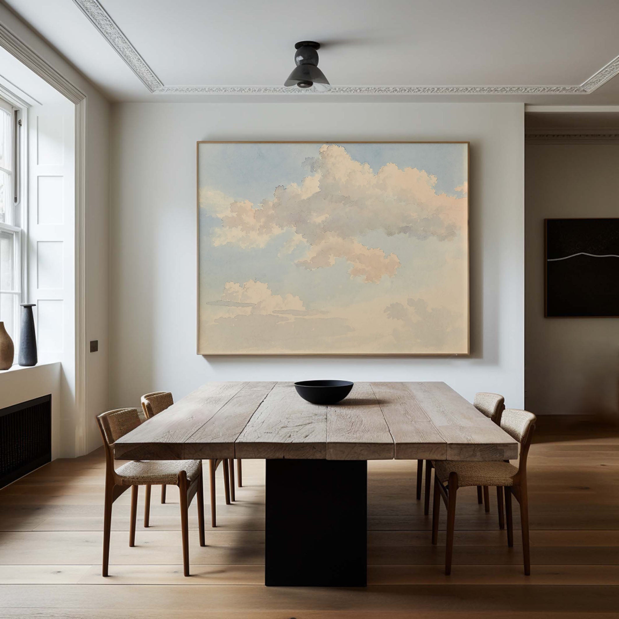 Pale Blue Sky With Beige Cloud, Modern Wall Art #BGA 113