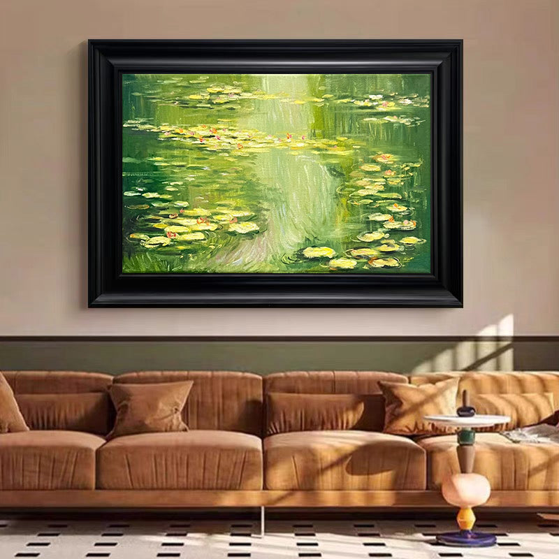 Monet Tribute Lilies, Green Impressionist Scene #BGA 186