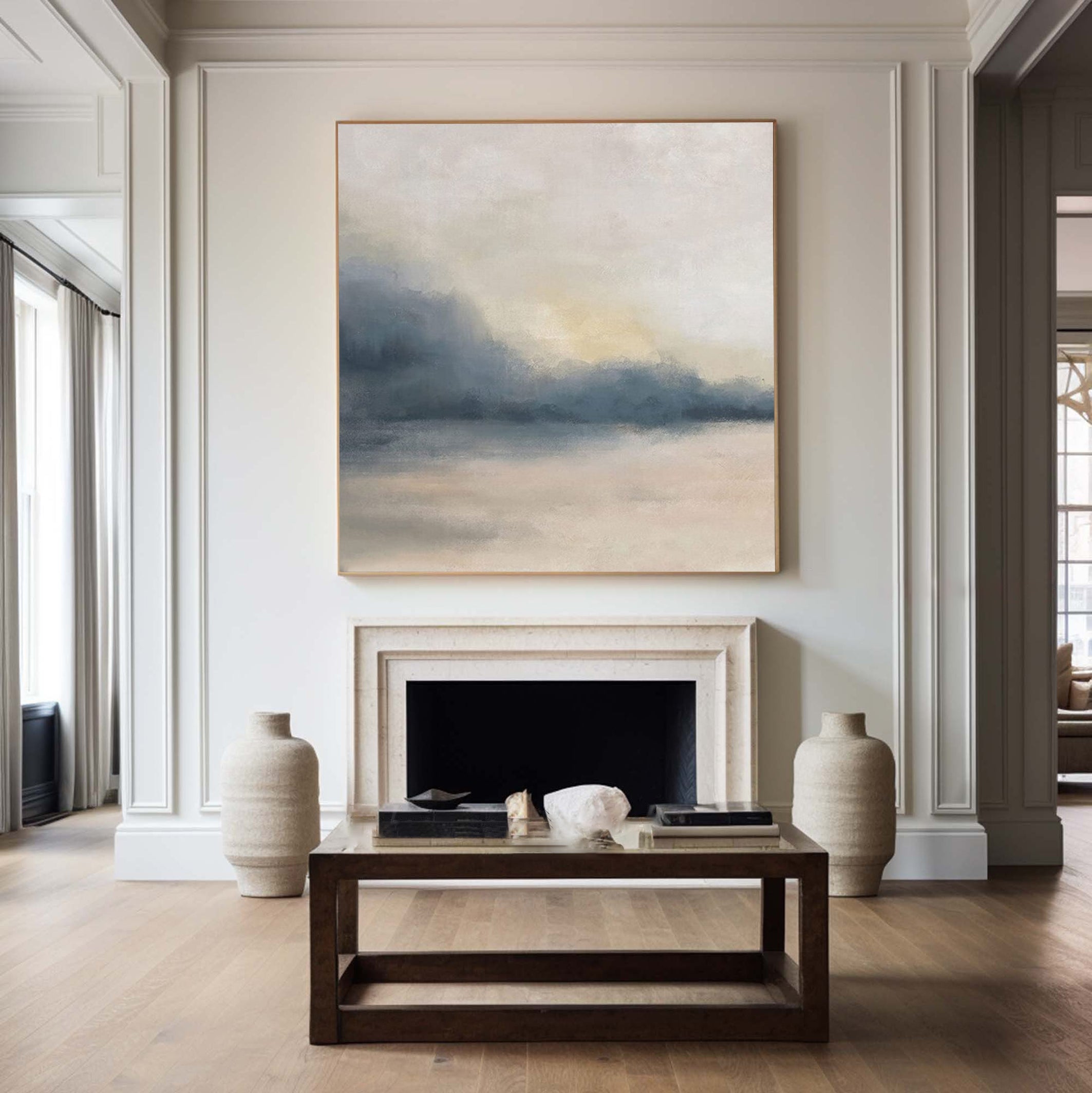 Ethereal Shores: Abstract Landscape Art, Soft Muted Palette #BGA 218
