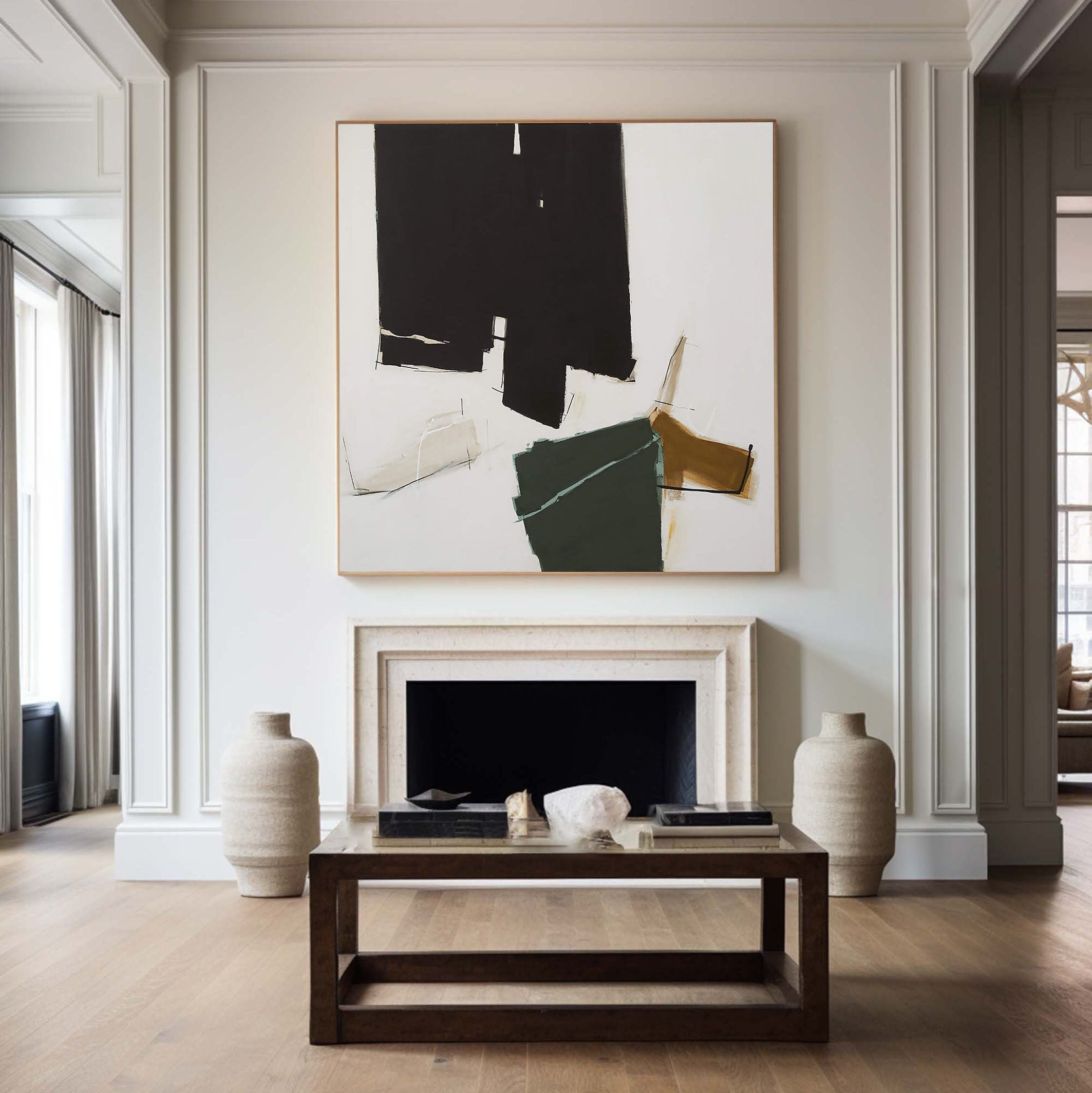 Black and Color Abstraction, Framed Contemporary Wall Art #BGA 125