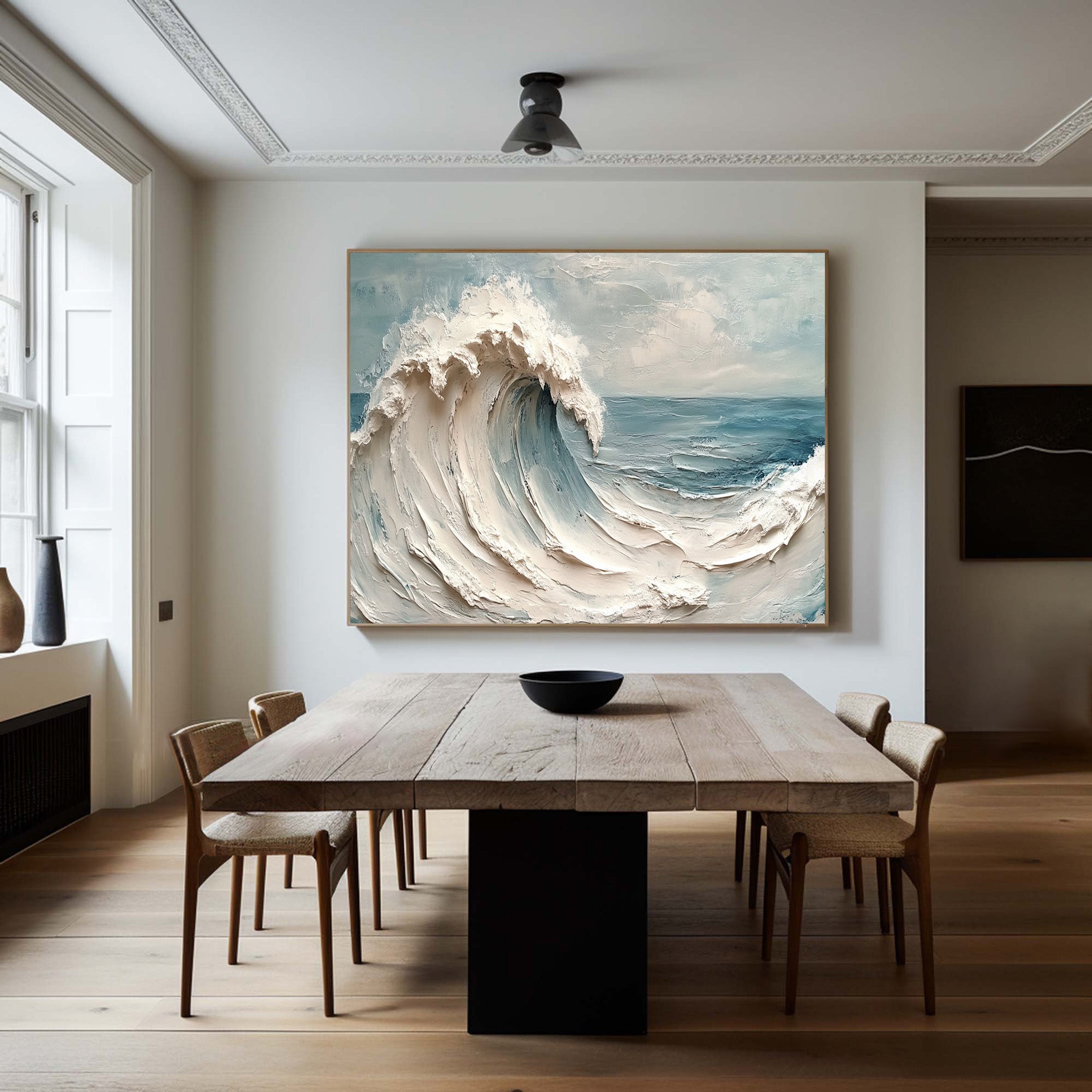 Impasto Ocean Wave Painting, Dynamic Seascape Wall Art #BGA 263