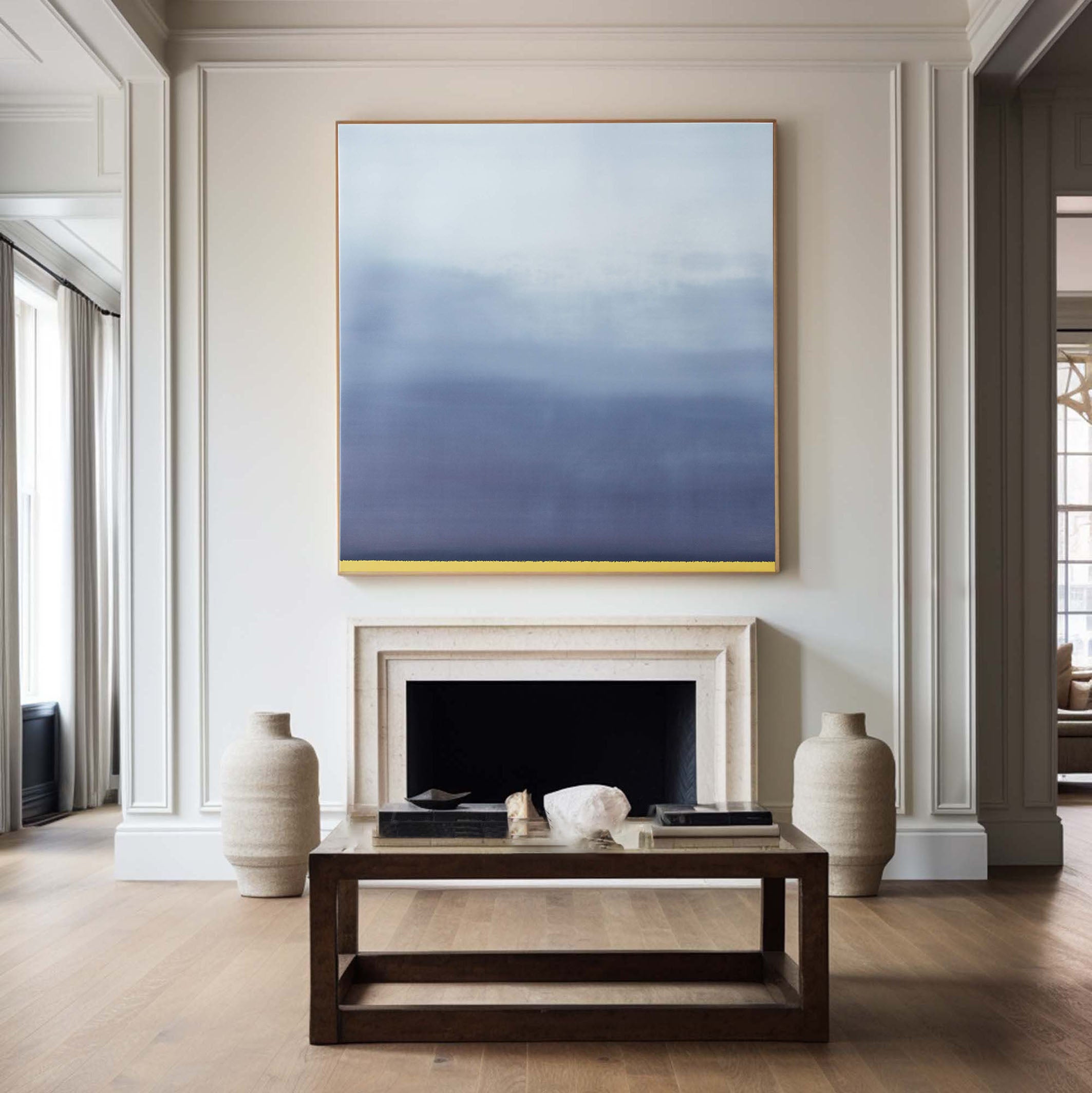 Soft Blue to Light Gradient, Warm Line, Minimalist Landscape #BGA 129