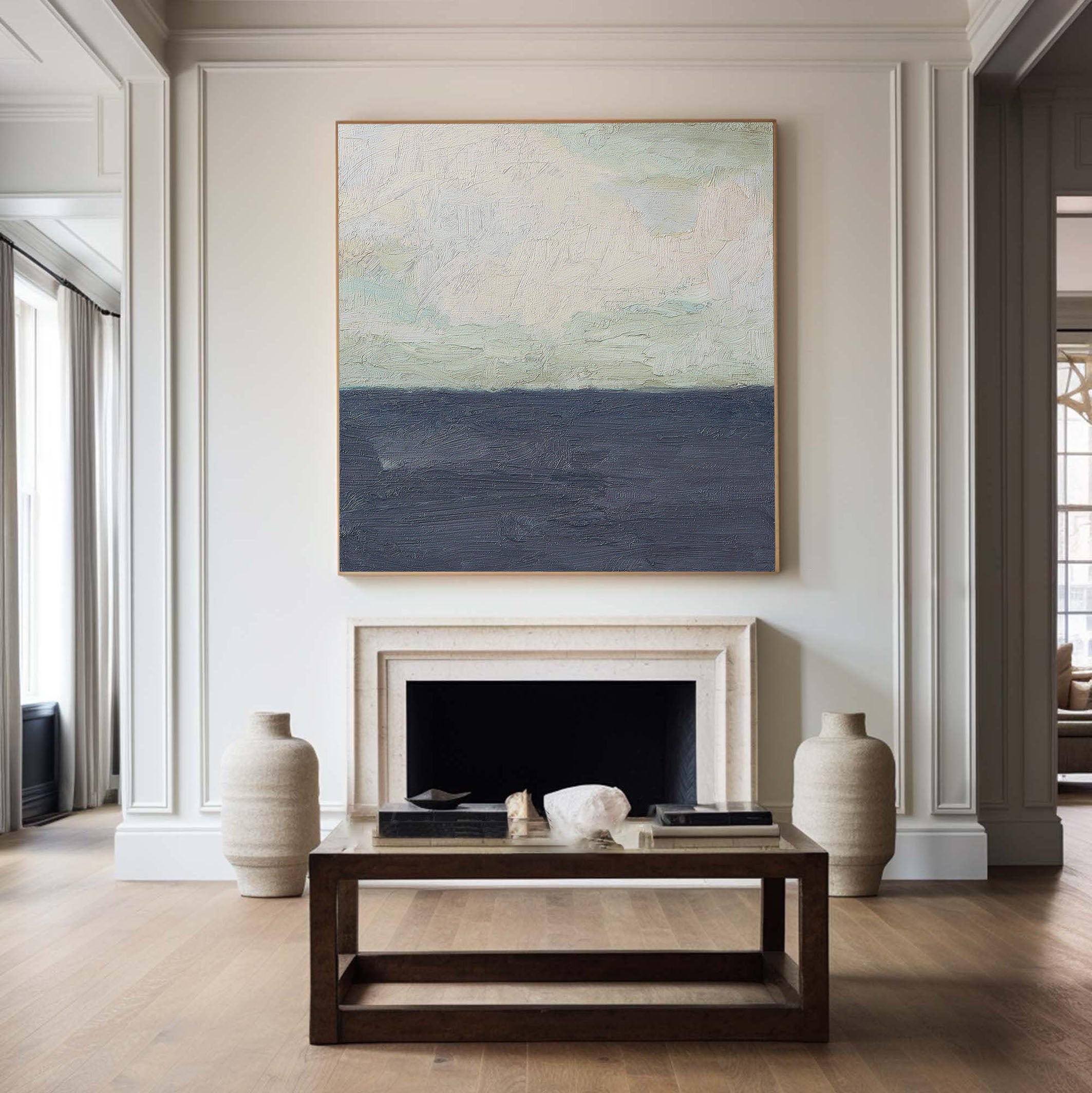Framed Horizontal Impasto Canvas with Color Band Contrast #BGA 126