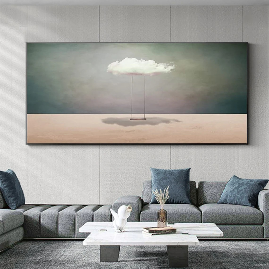Turquoise Surreal Cloudscape Wall Art, Dreamlike Canvas #BGA 160