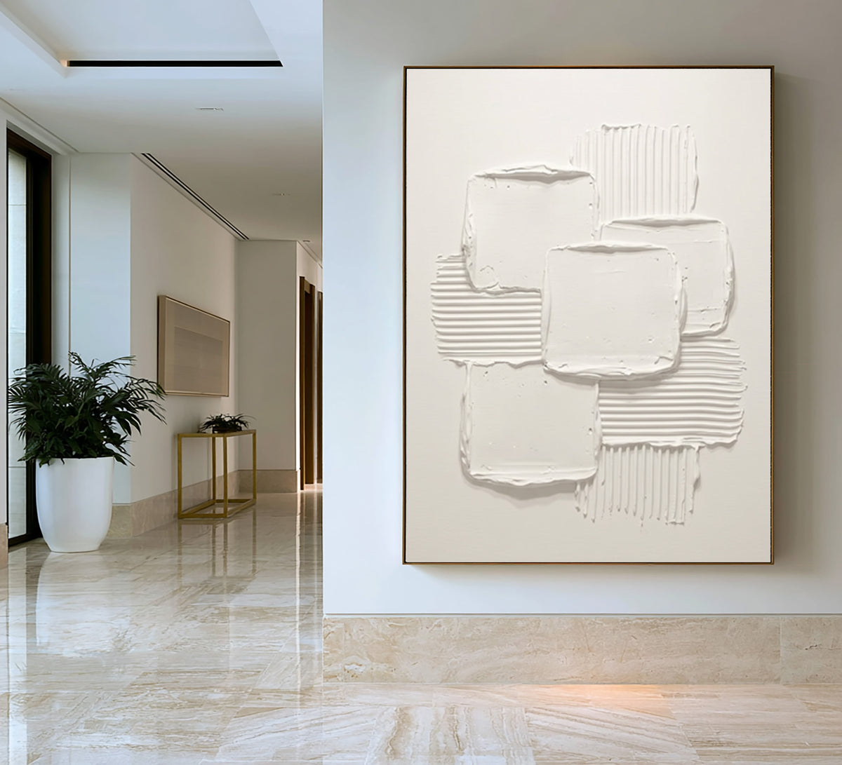 The Geometry Of Silence Large Abstract Wall Art Textured Relief Contemporary Painting Modern Luxury Interior Decor
